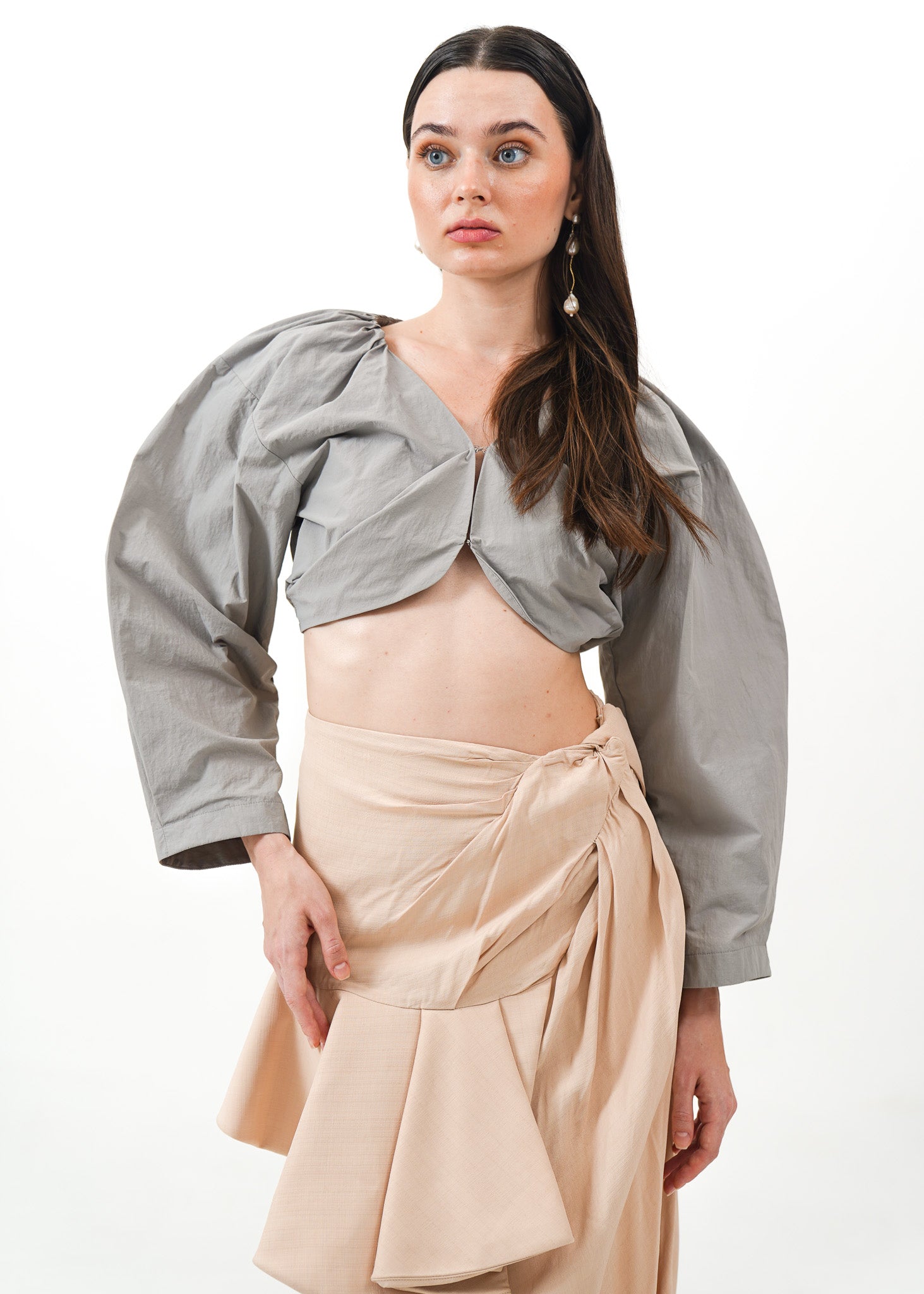 Gray Long Sleeves Top