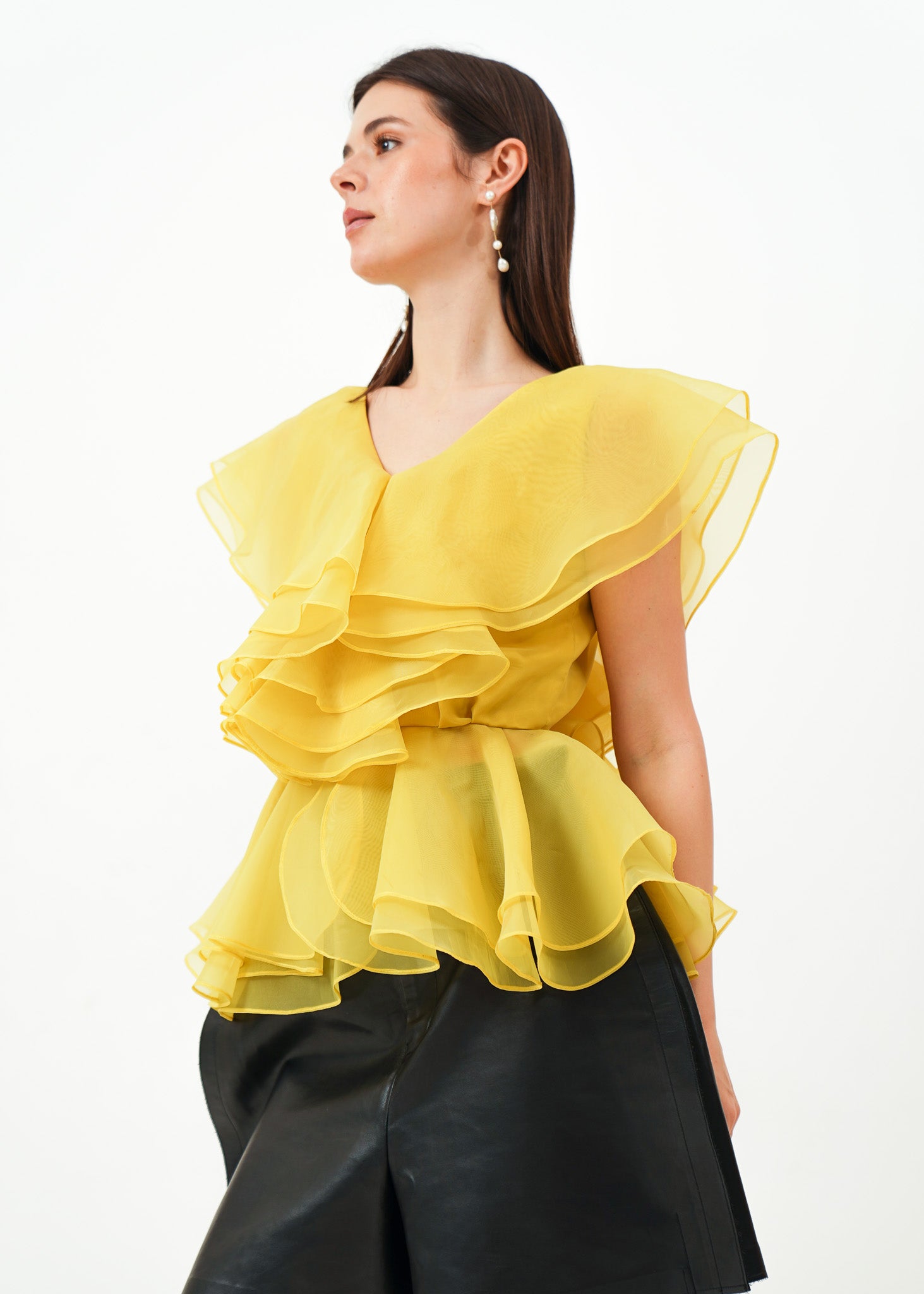 Chartreuse Ruffle Top