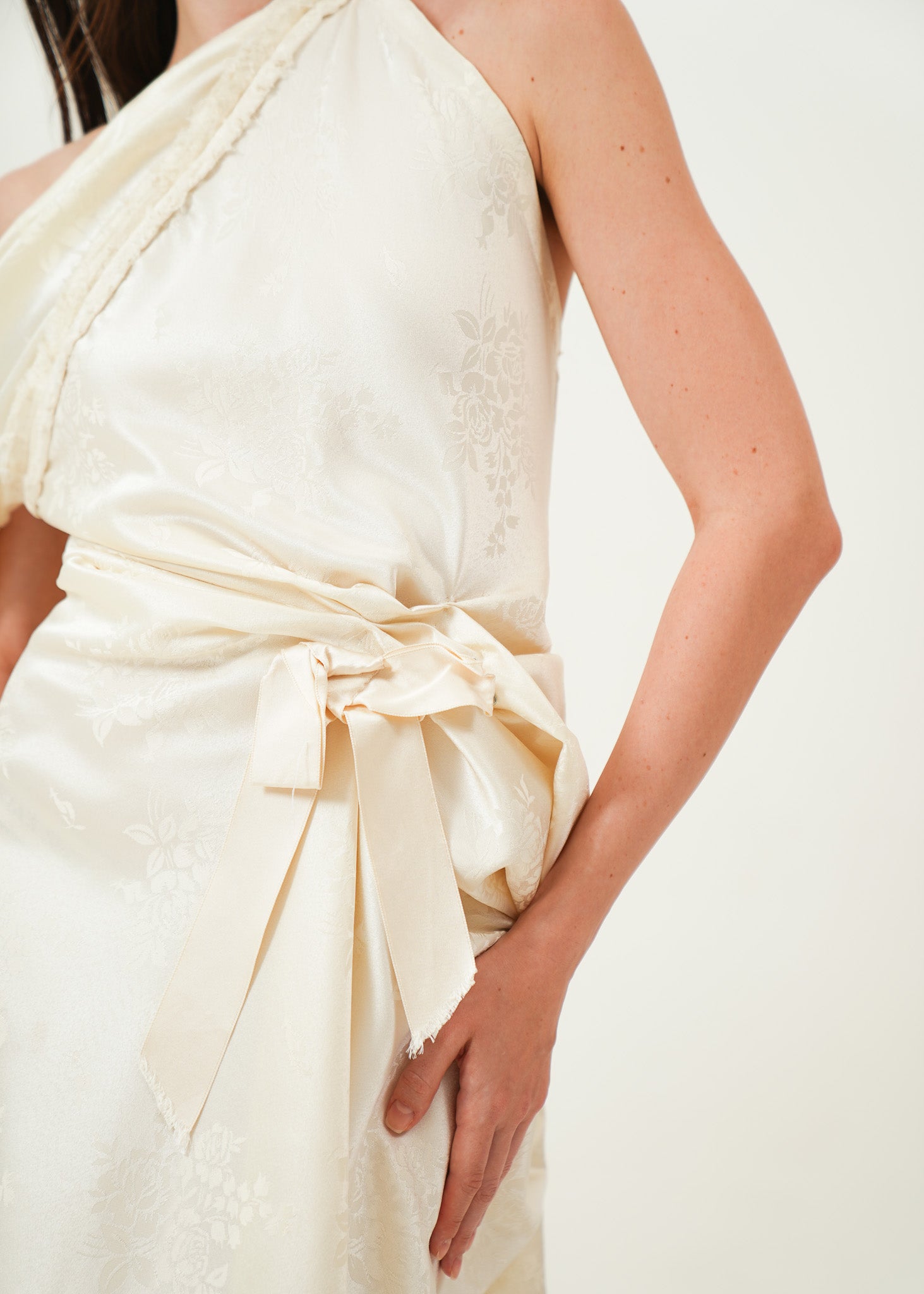 White Floral Brocade Dress