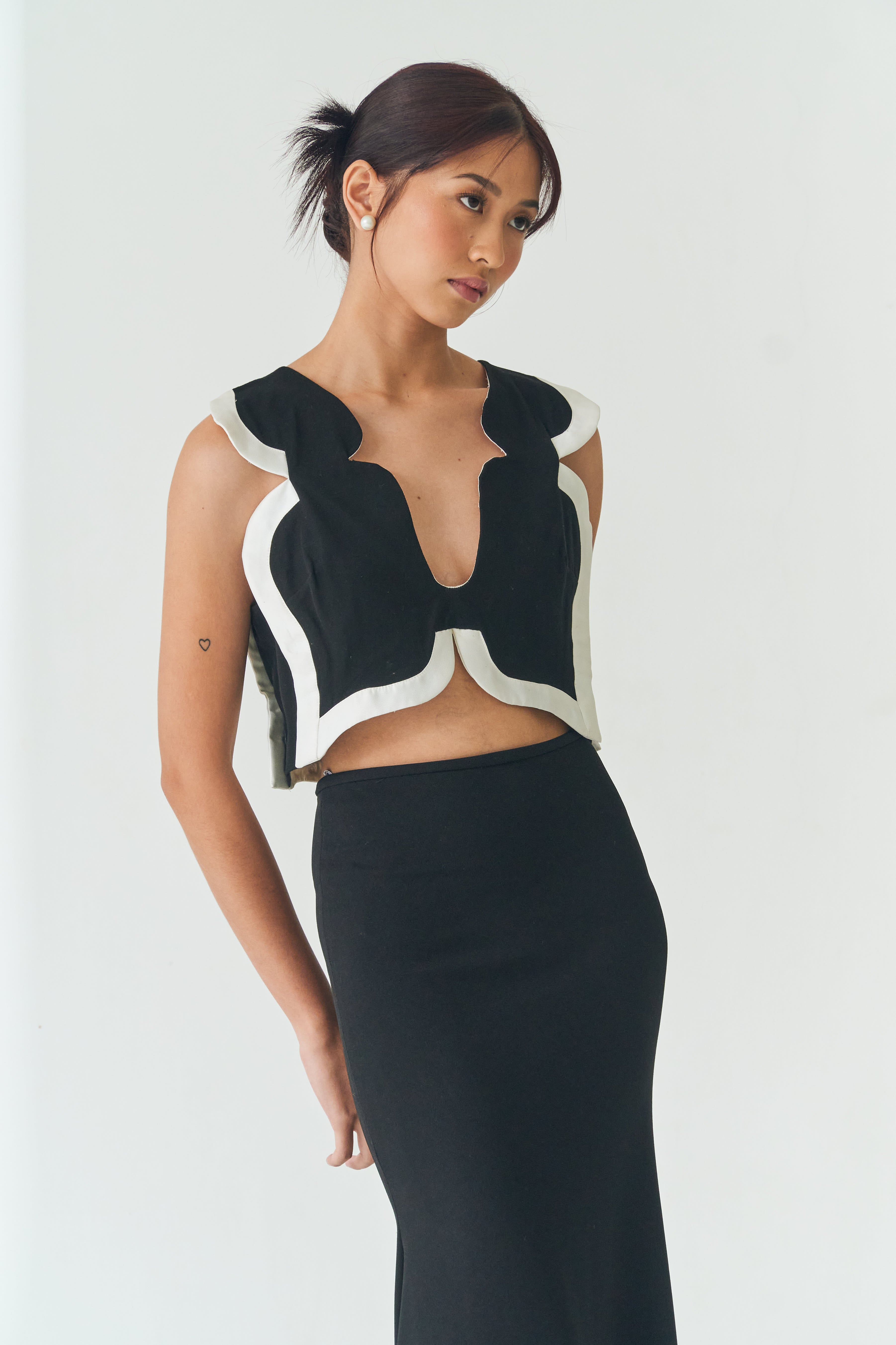 Black and White Crop Top