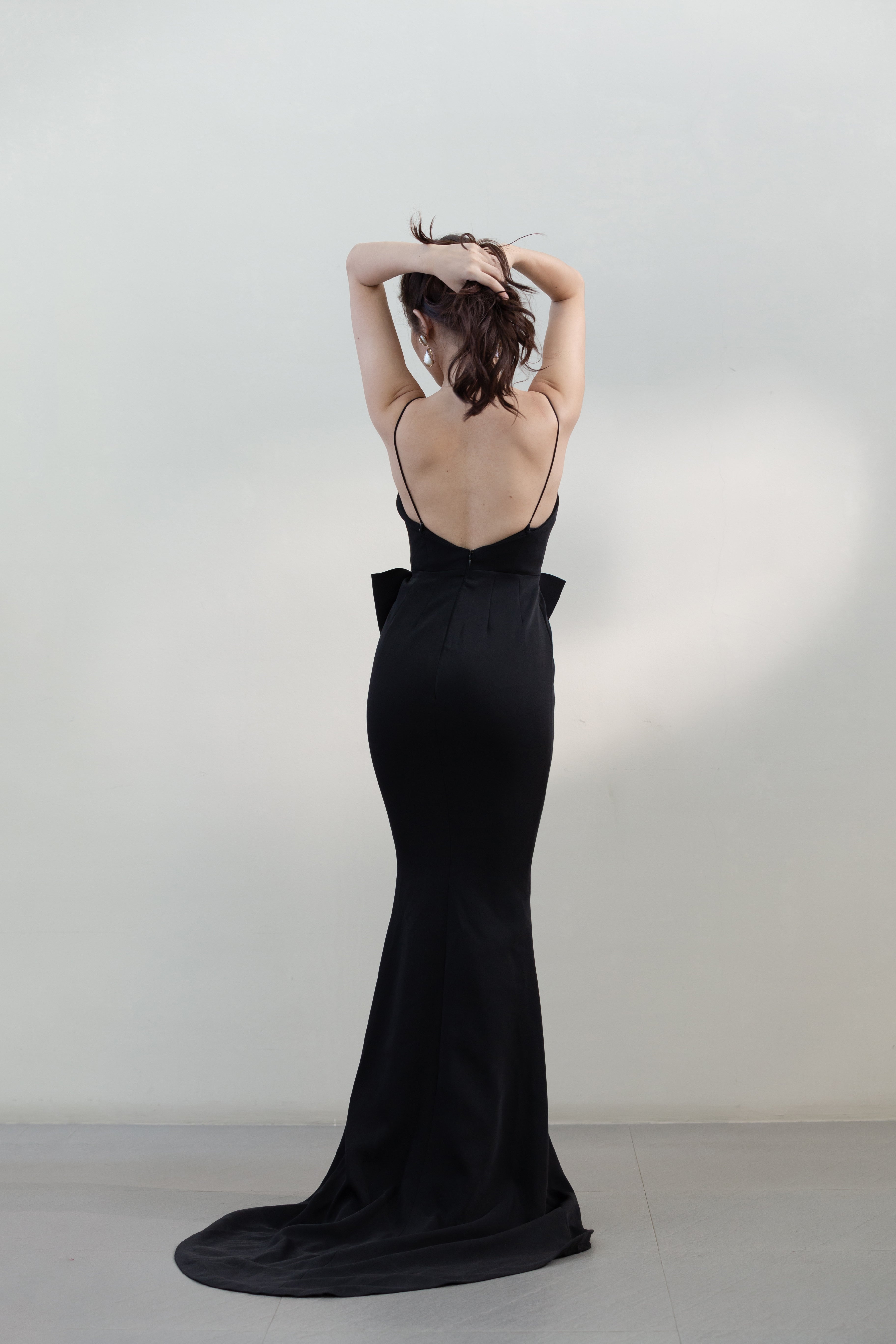 Sabrina Neckline Gown with Bow Detail