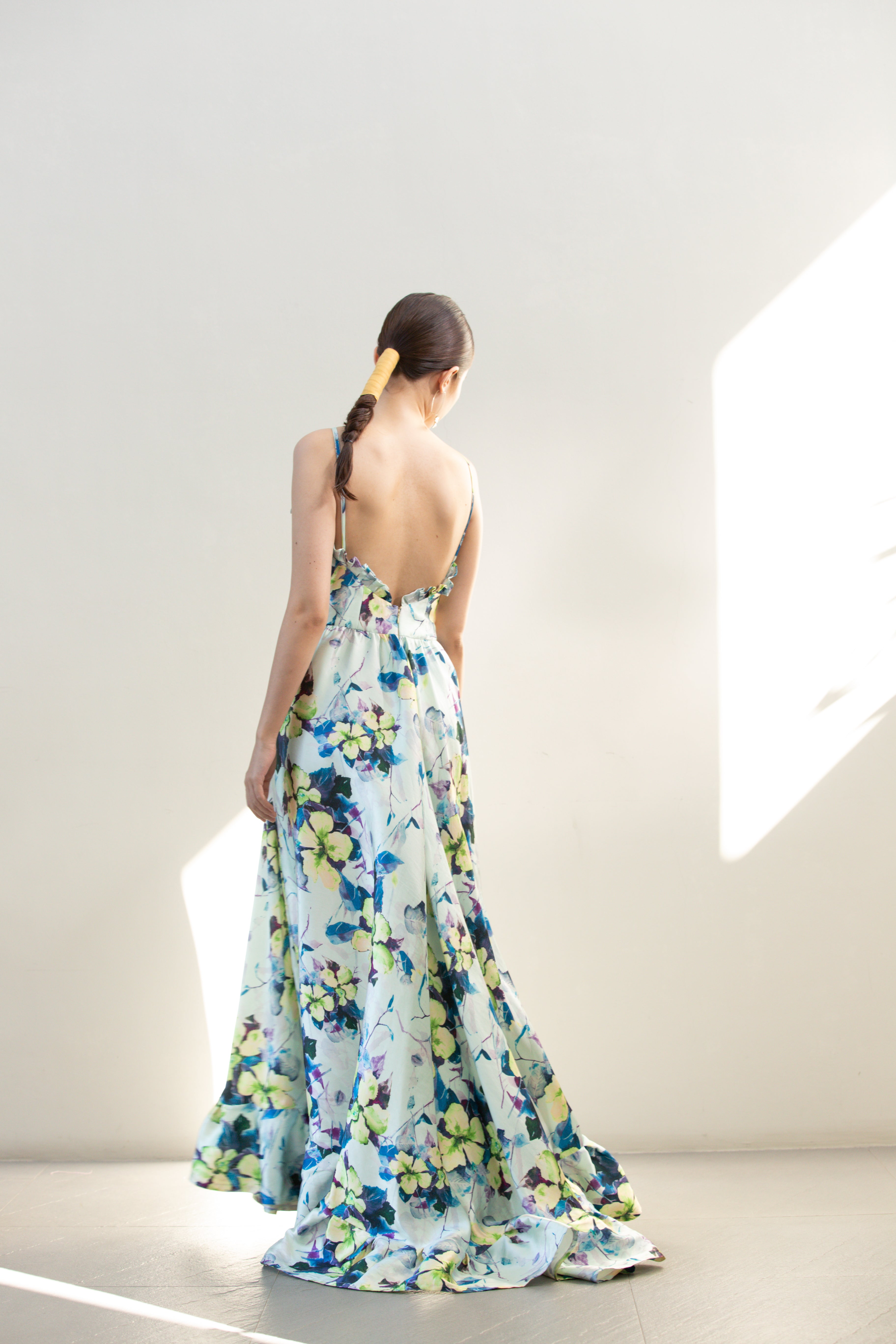 Floral Mikado Gown with Pockets