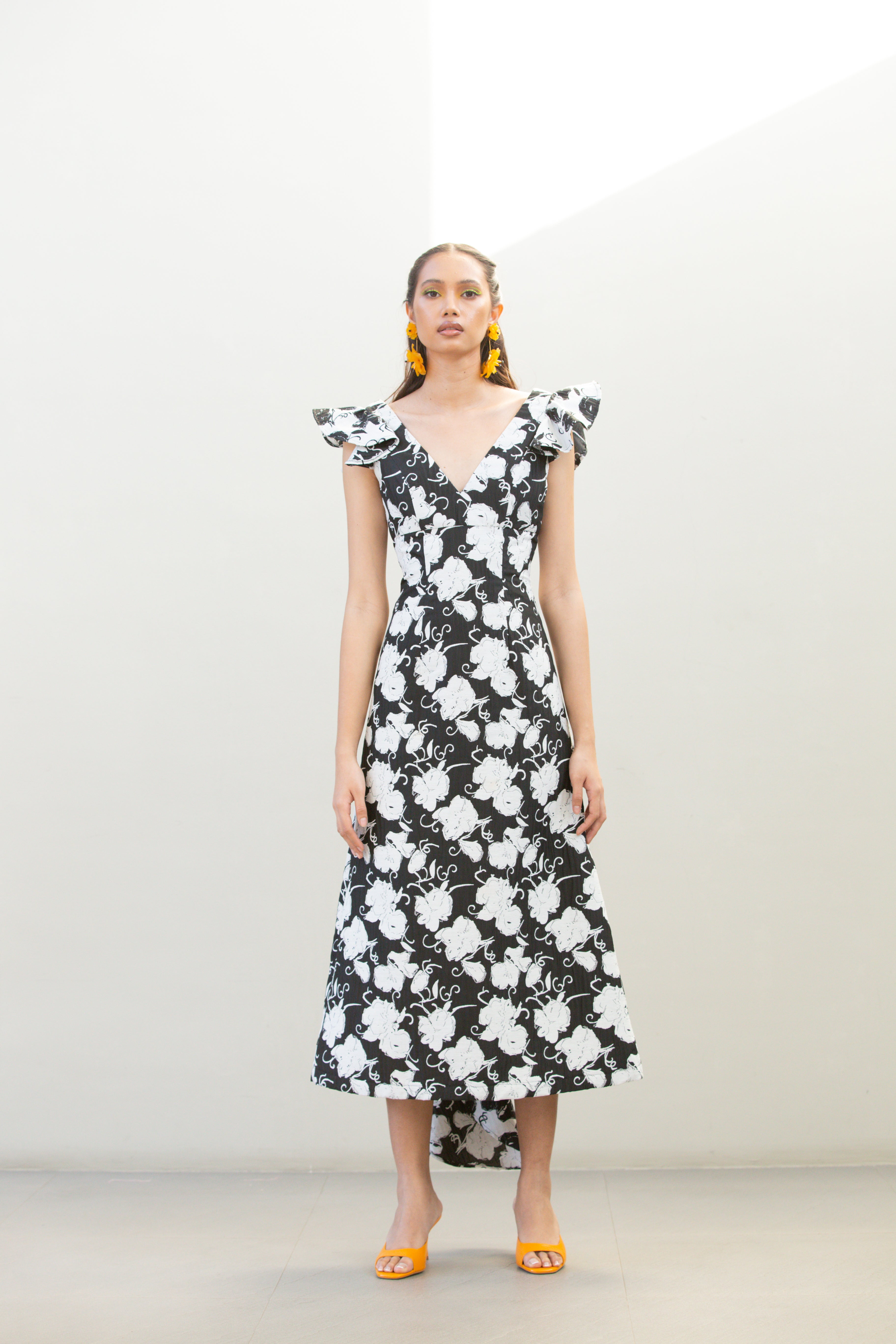 Brocade Butterfly Sleeve Midi