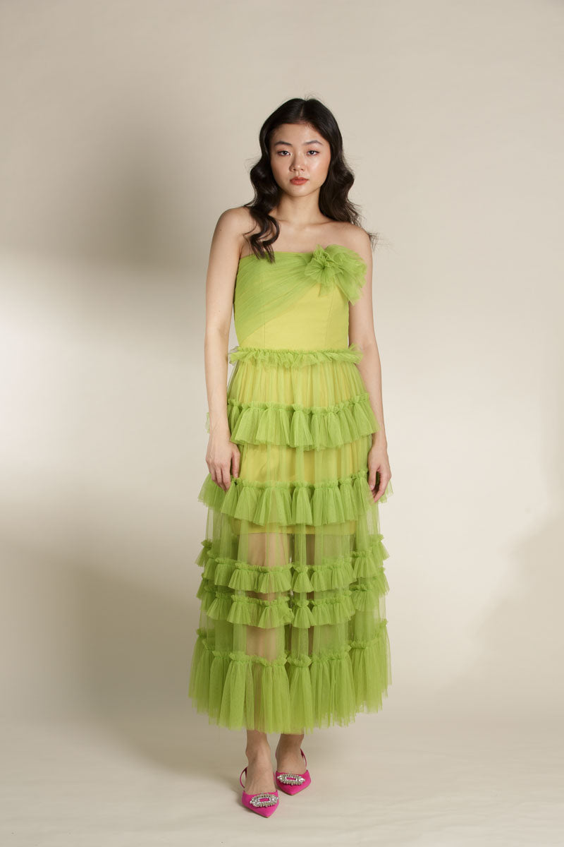 Lime Green Tulle Gown – VESTIDO
