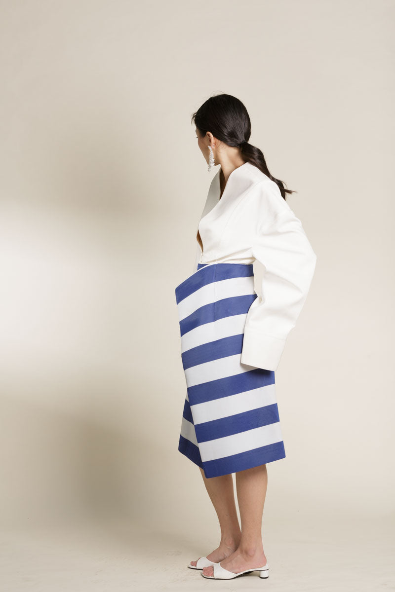 Blue and White Striped Skirt
