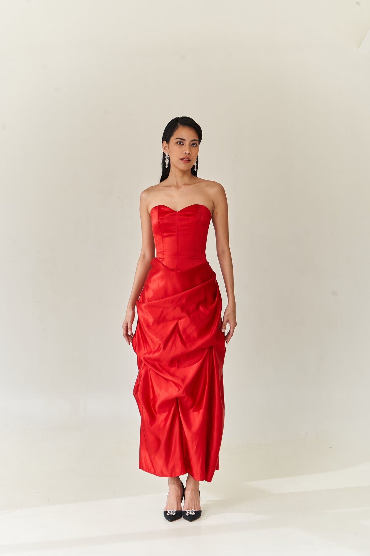 Red Ruffle Dress with Corset – VESTIDO