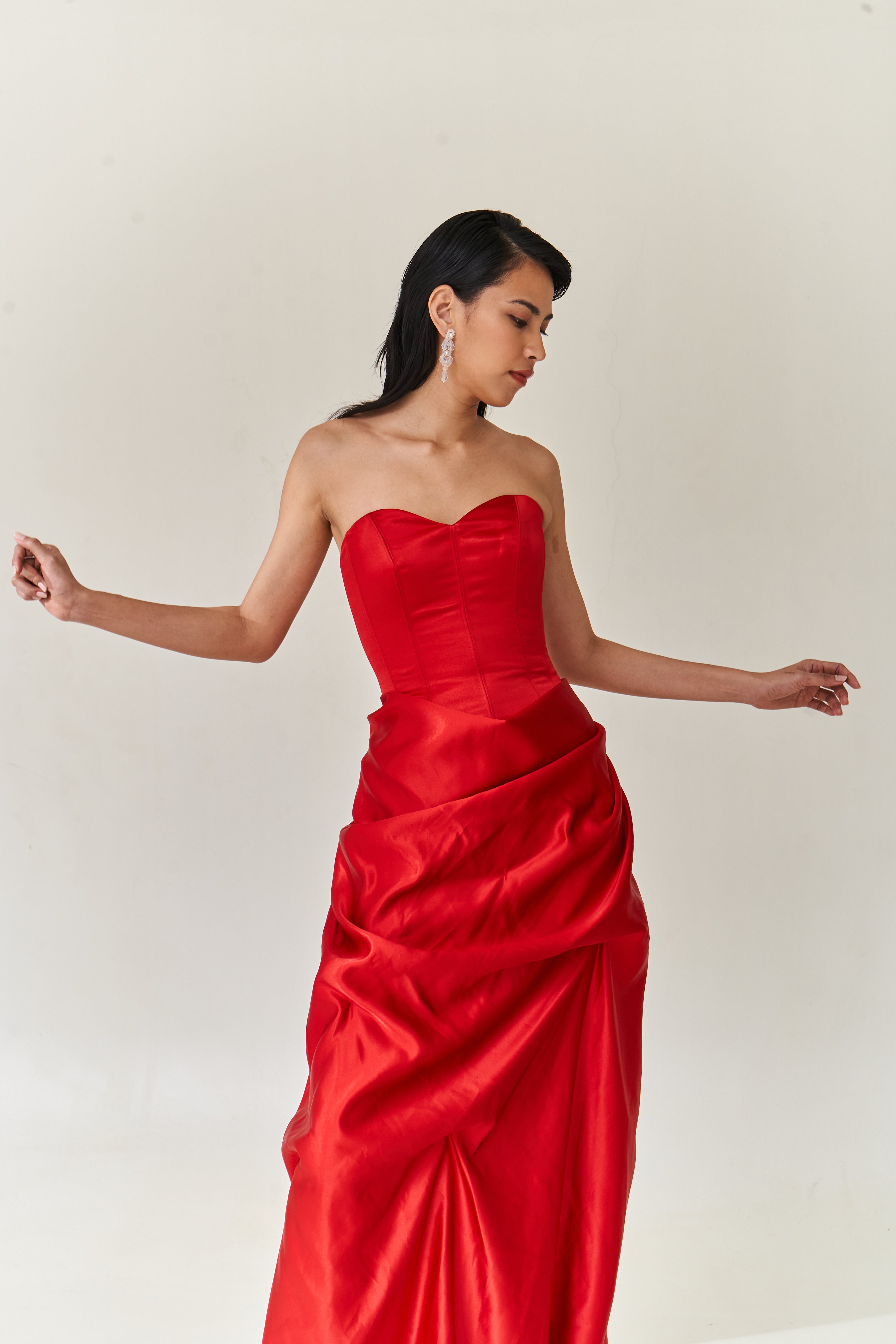 Red Ruffle Dress with Corset