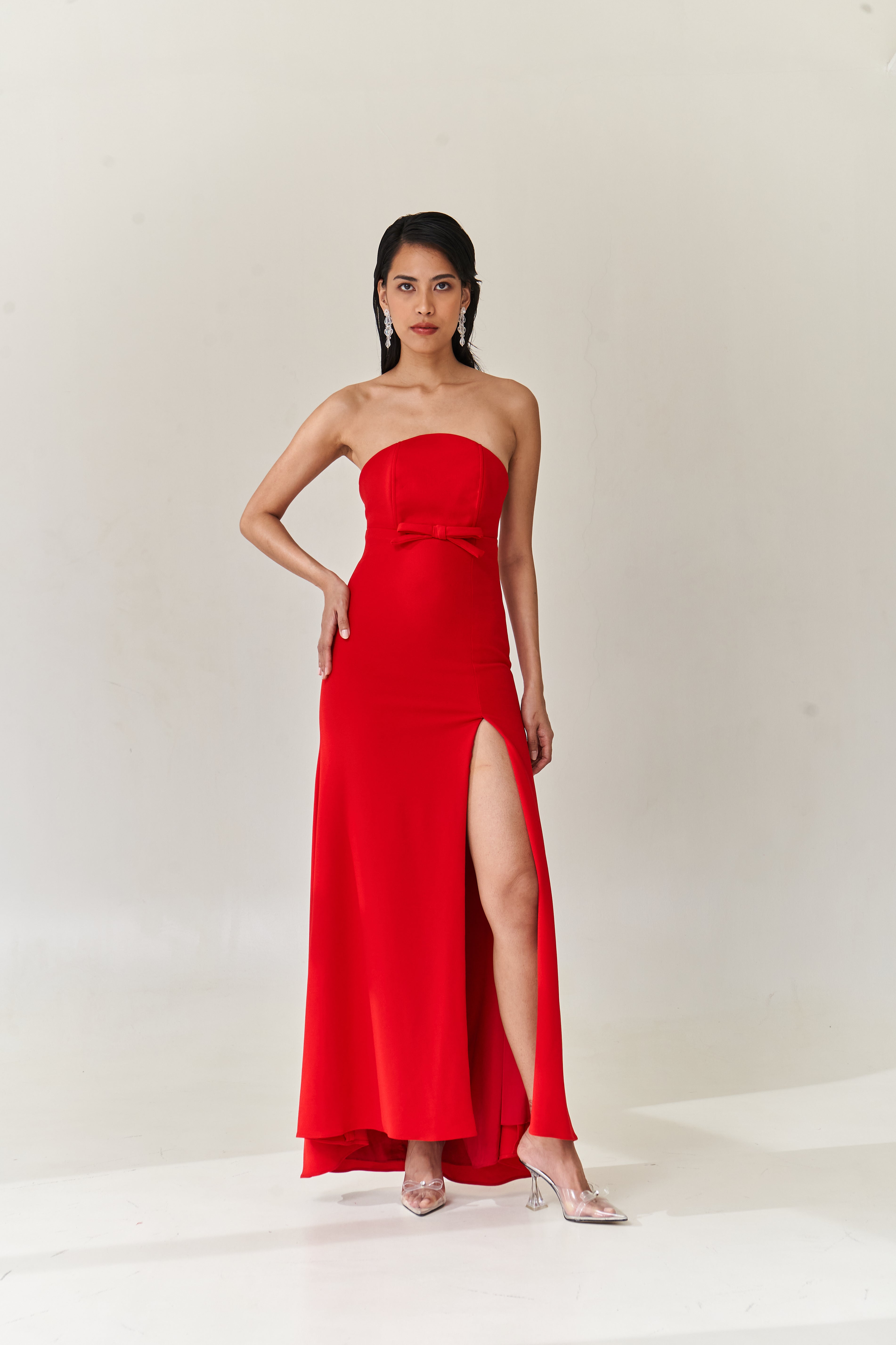 Red Strapless Gown