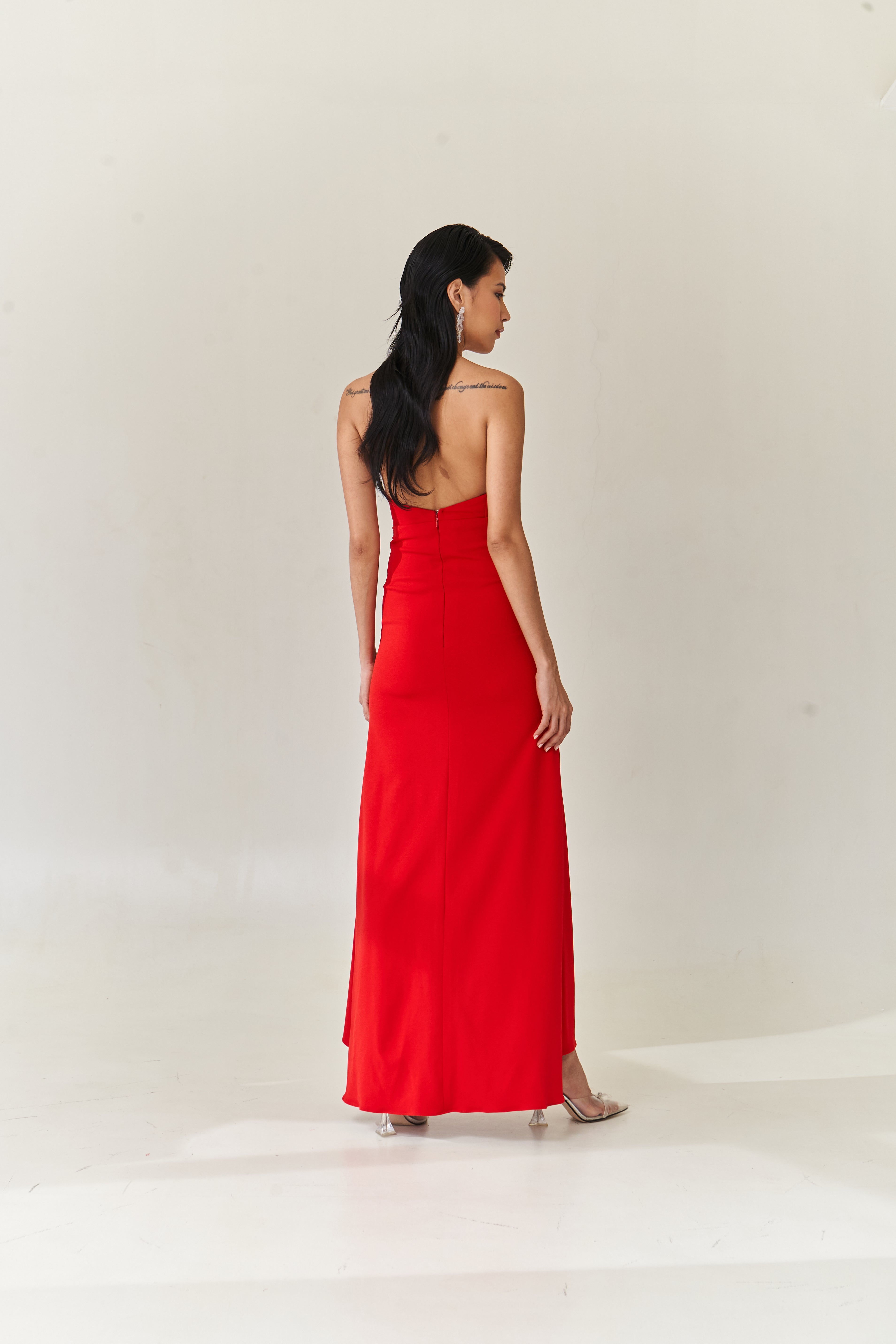 Red Strapless Gown