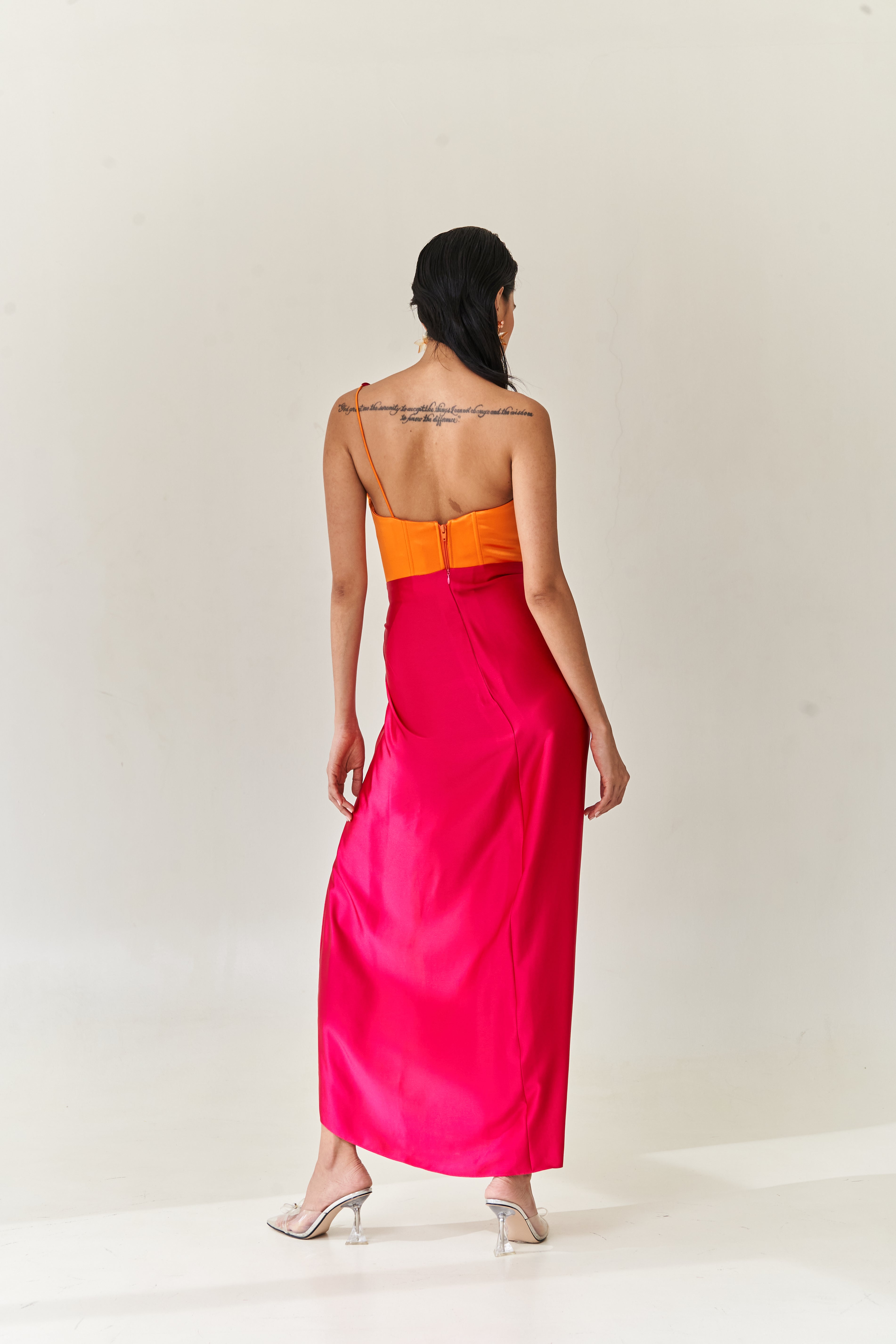 Asymmetrical Drape Dress with Corset