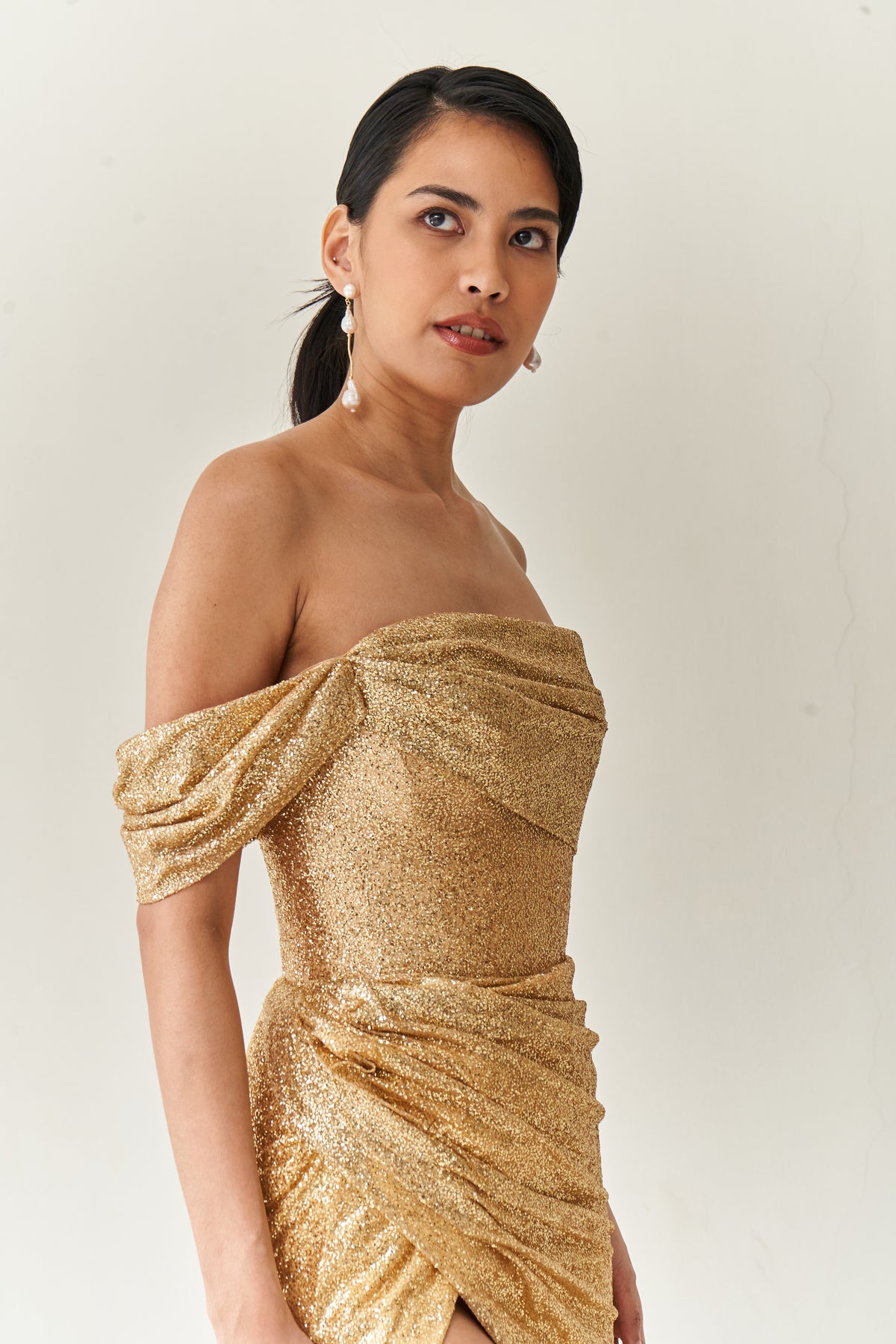 Tangle Draped Pockets Dress, Raspberry/Gold main image 1