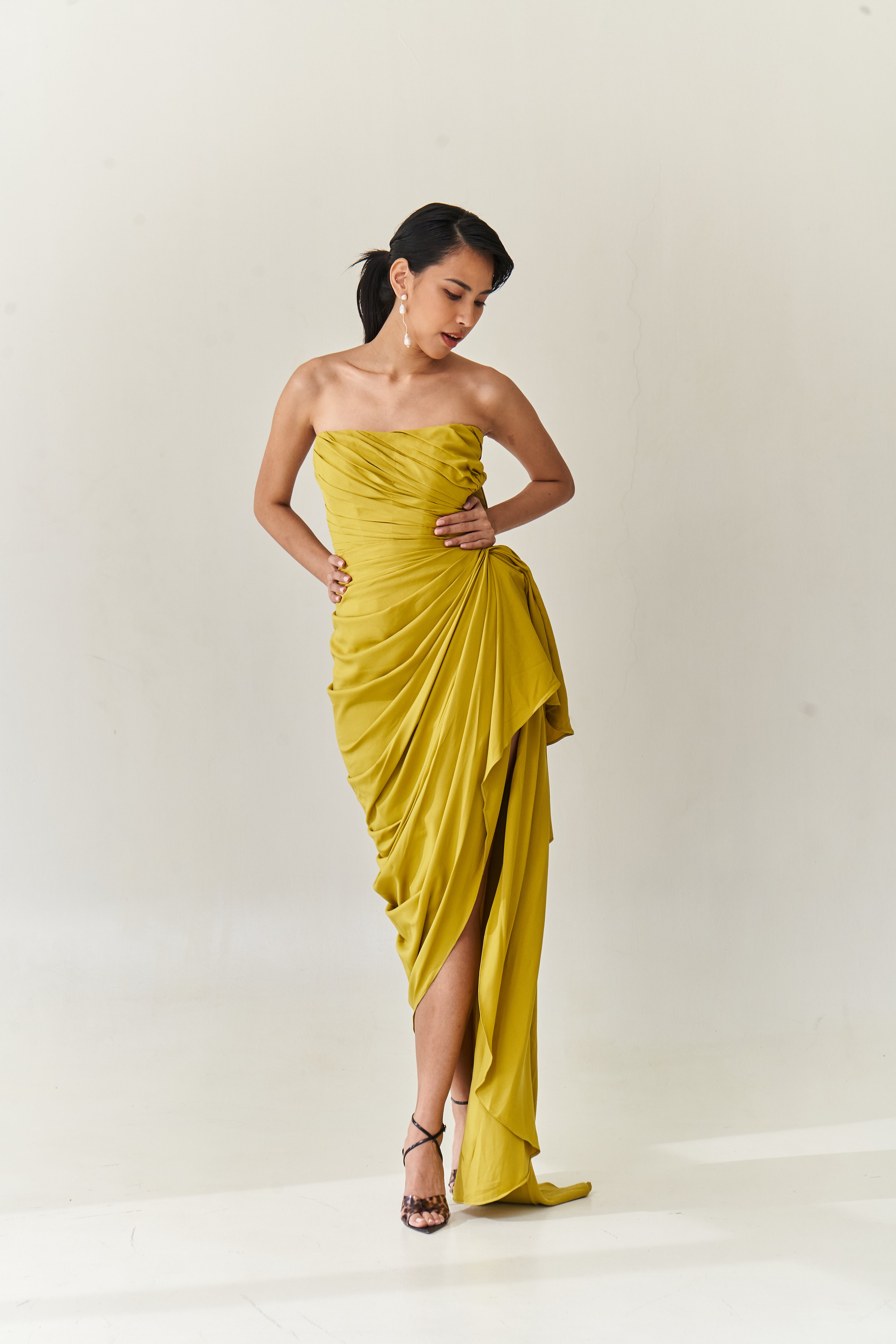 Chartreuse Drape Gown
