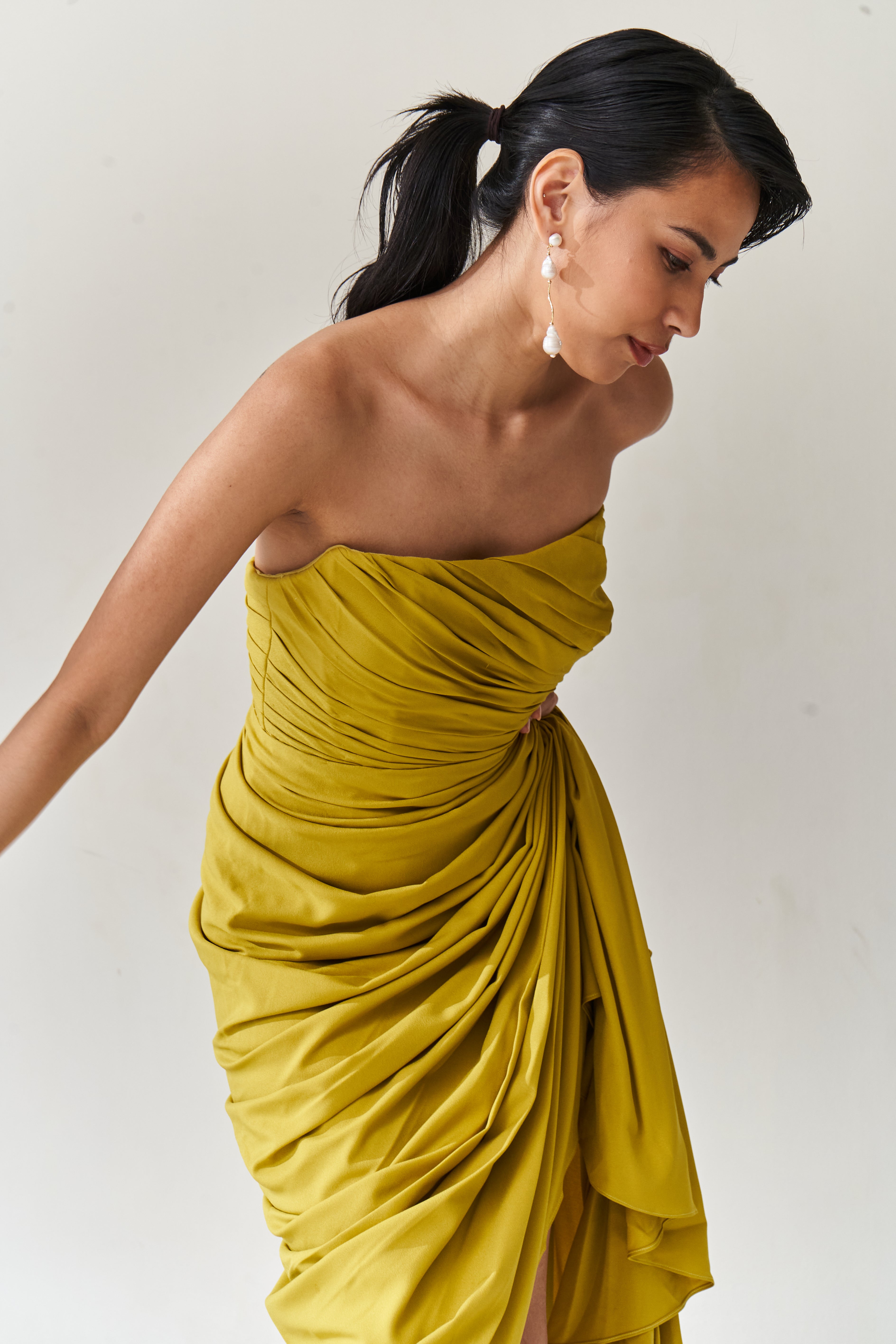 Chartreuse Drape Gown