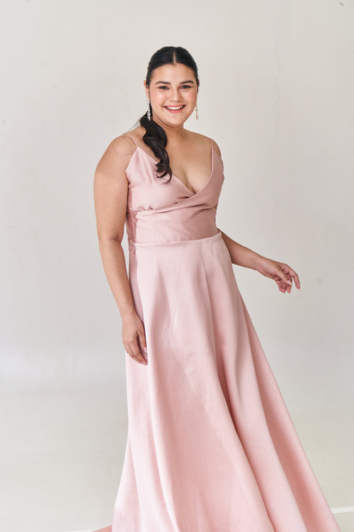 V Neck Pink Dress main image 0