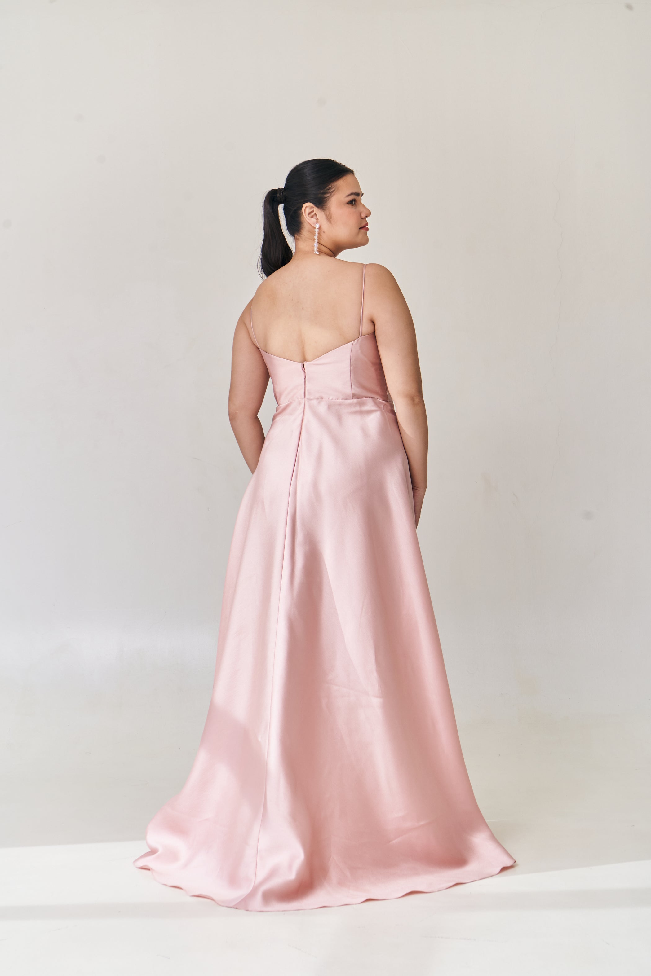 Pink Deep V Neck Sleeveless Backless Sequins Embellished Self-Tie Criss-Cross High-Waisted Dresses