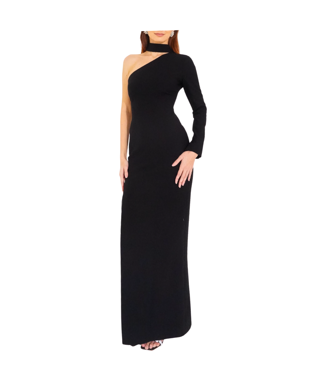 Black Asymmetrical Gown with Slit