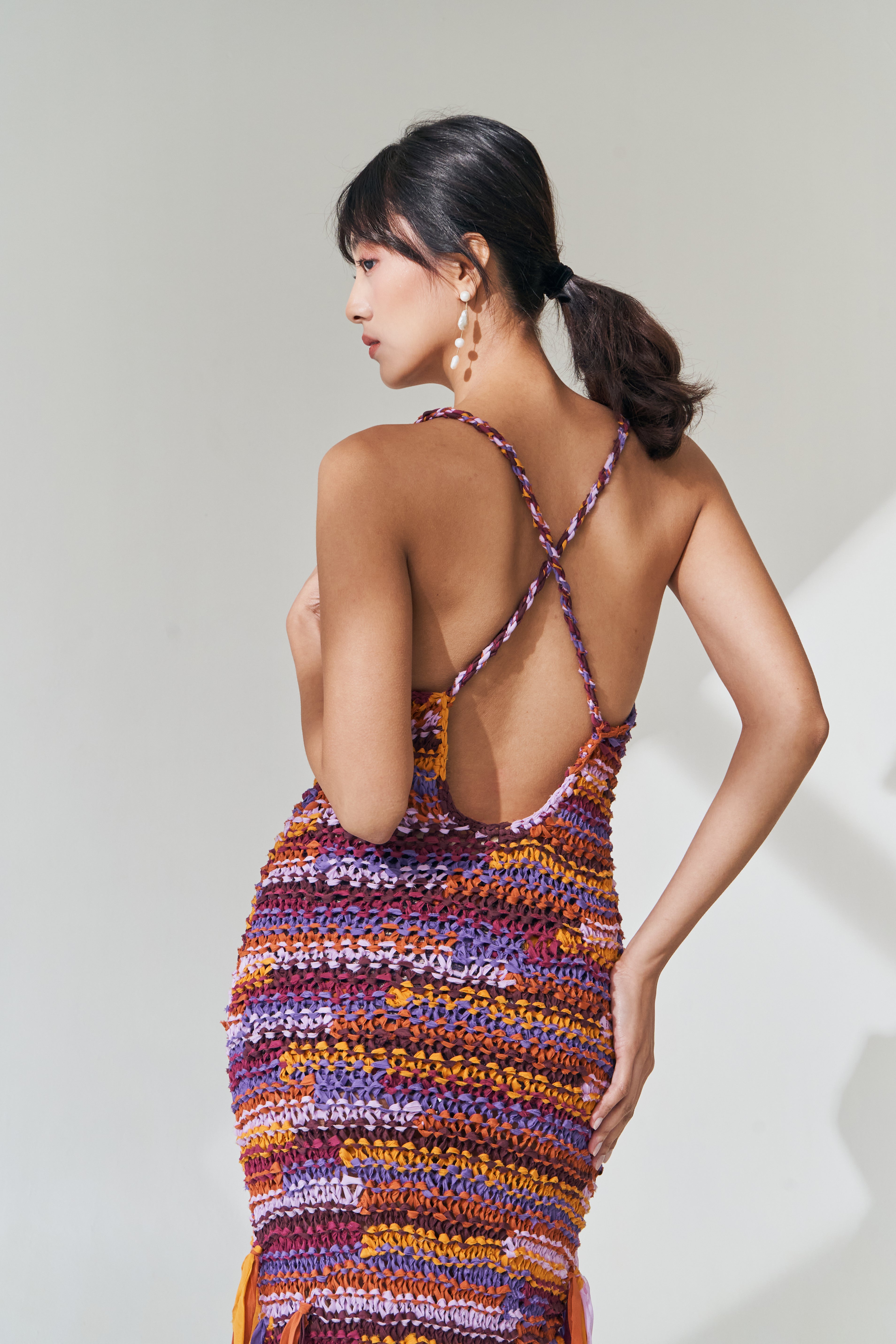 Multi-color Knit Fringe Dress