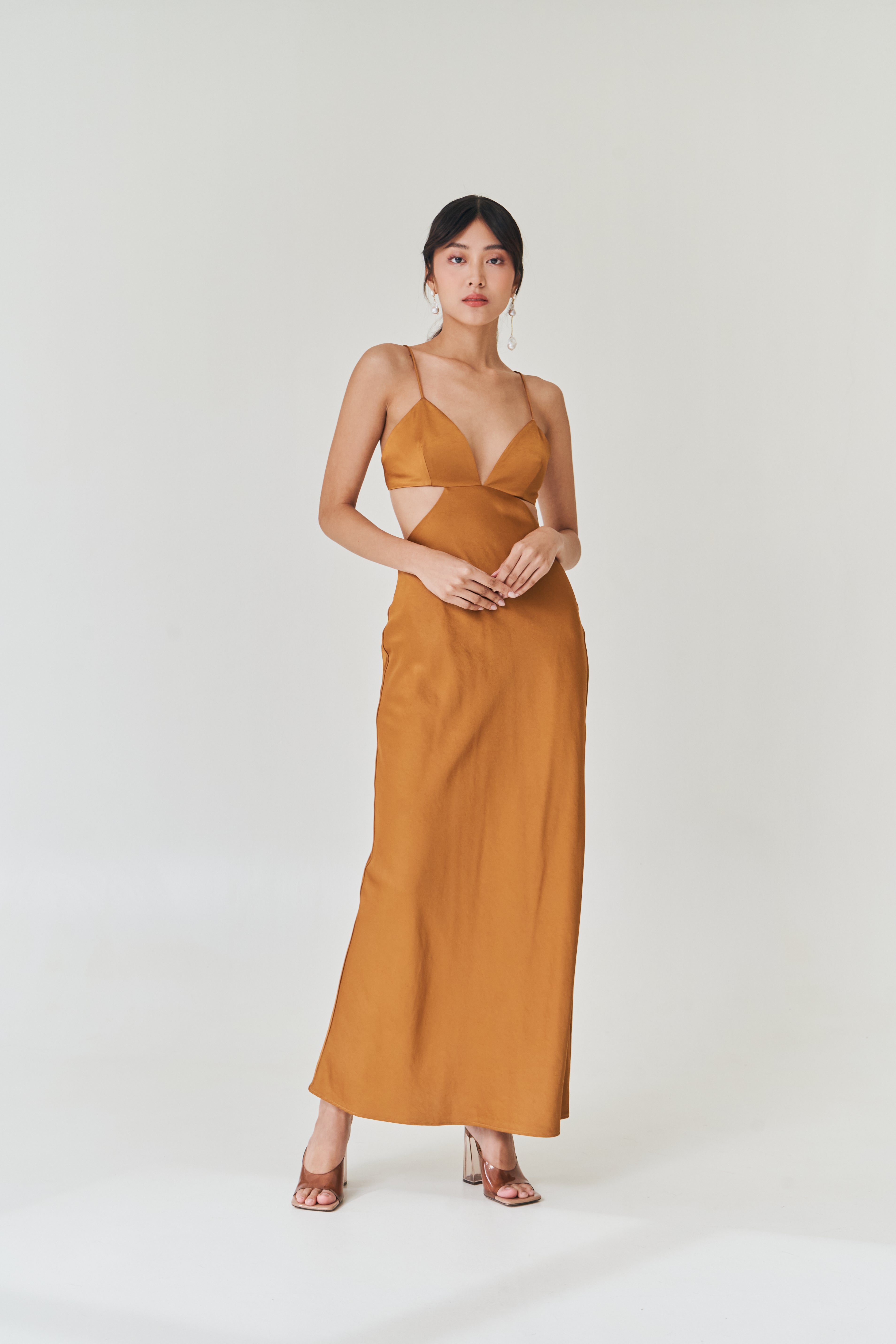 Silk Copper Cut-Out Dress