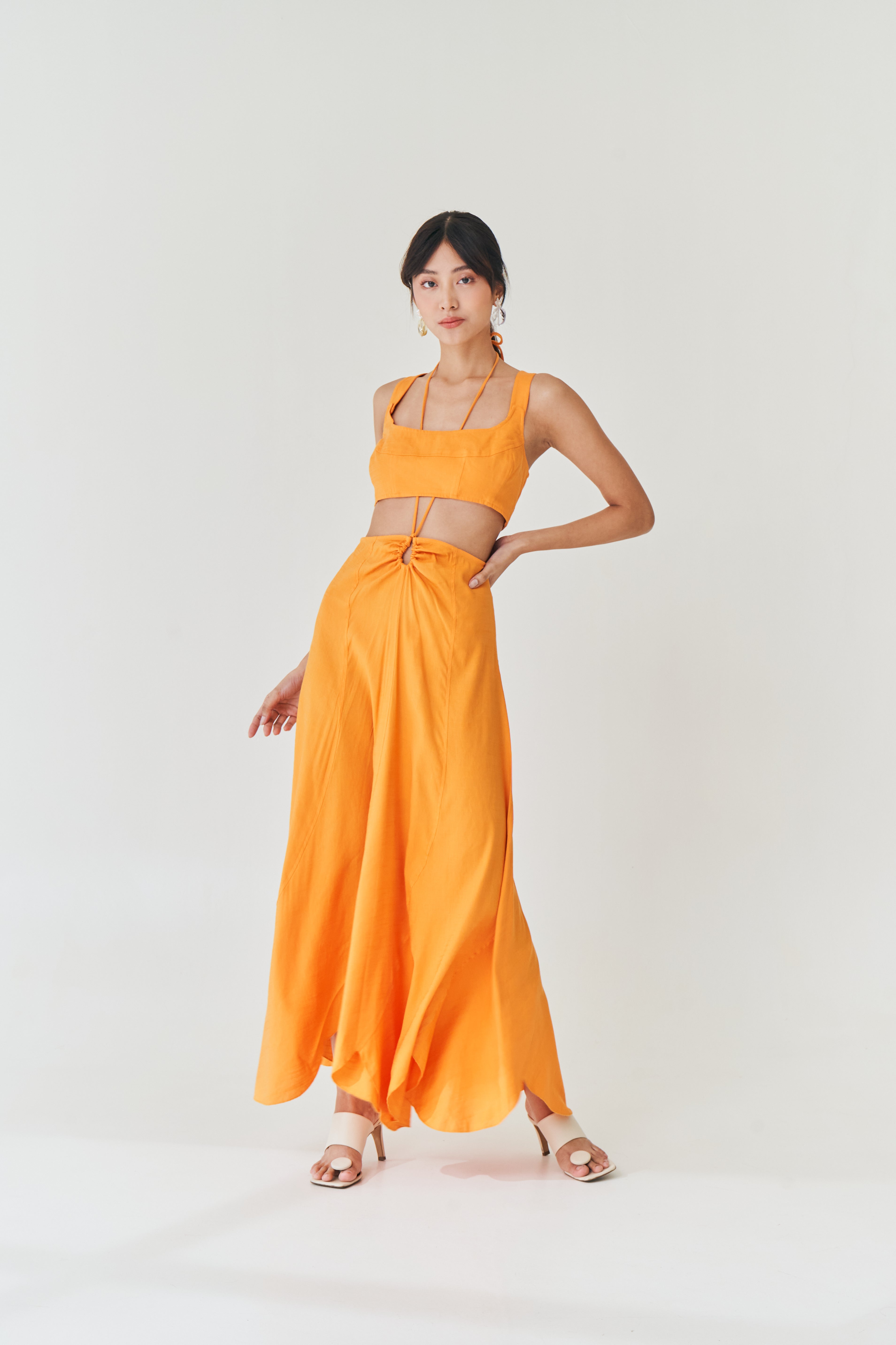 Apricot Dress with Cut-Out Detail