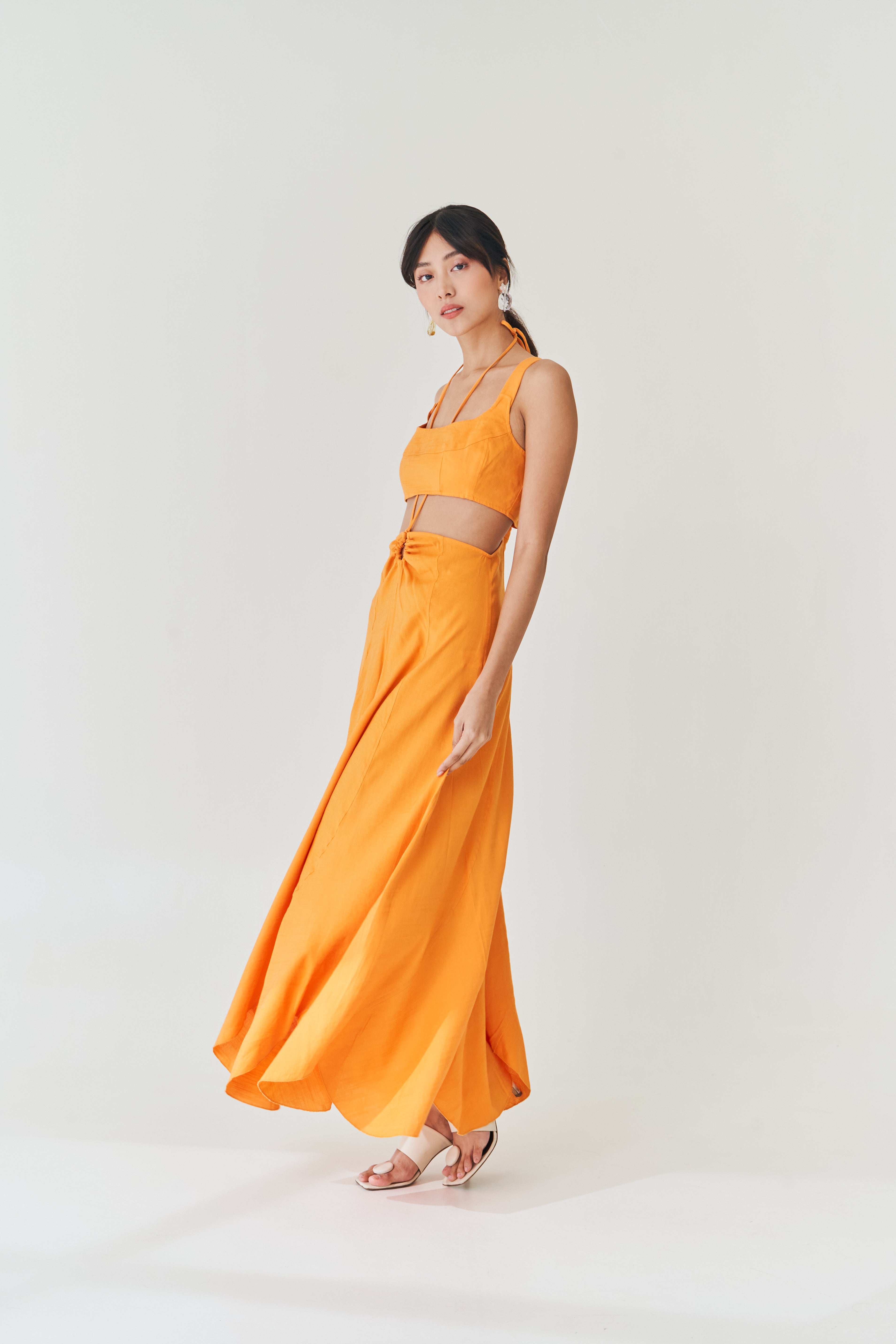 Apricot Dress with Cut-Out Detail