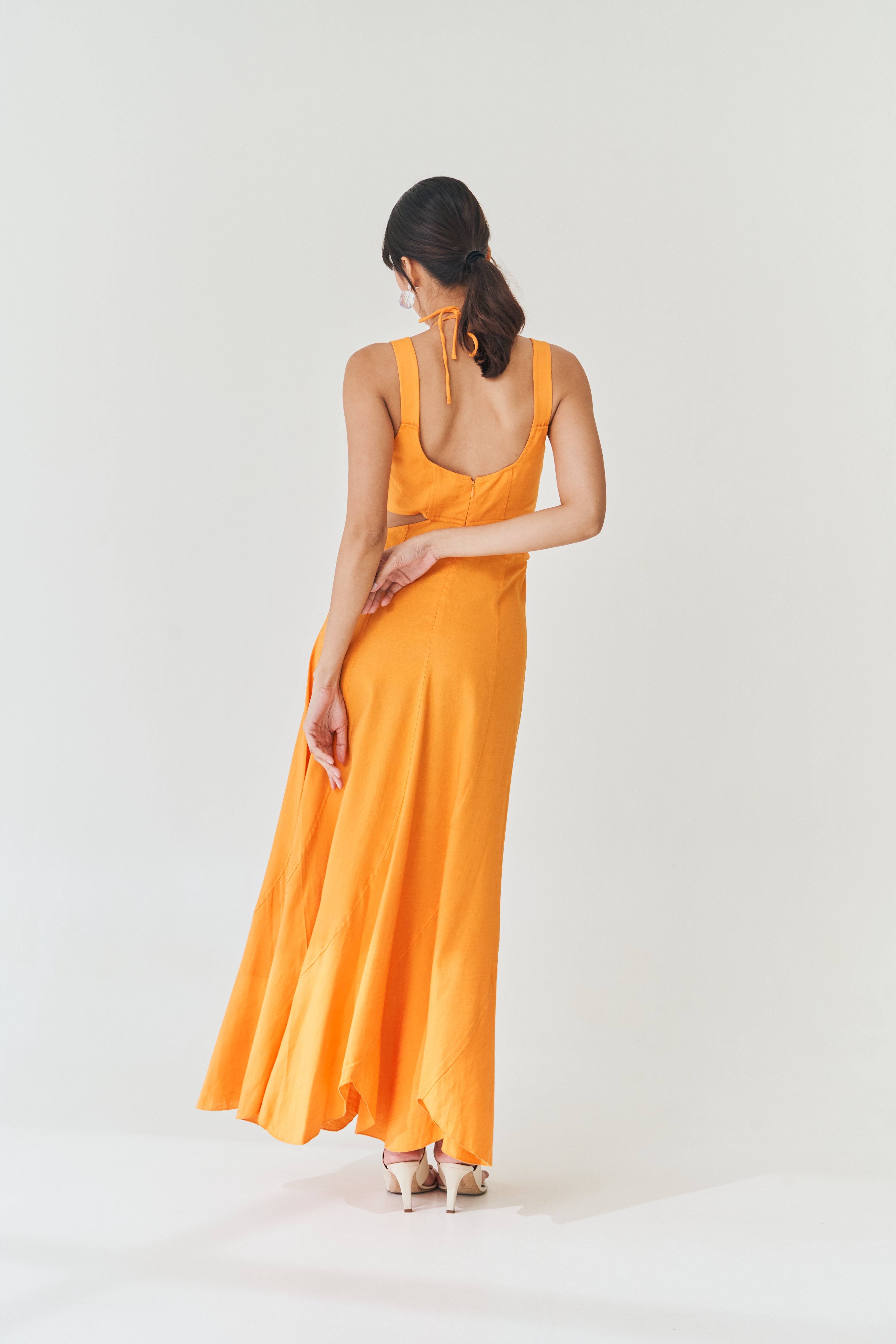 Apricot Dress with Cut-Out Detail