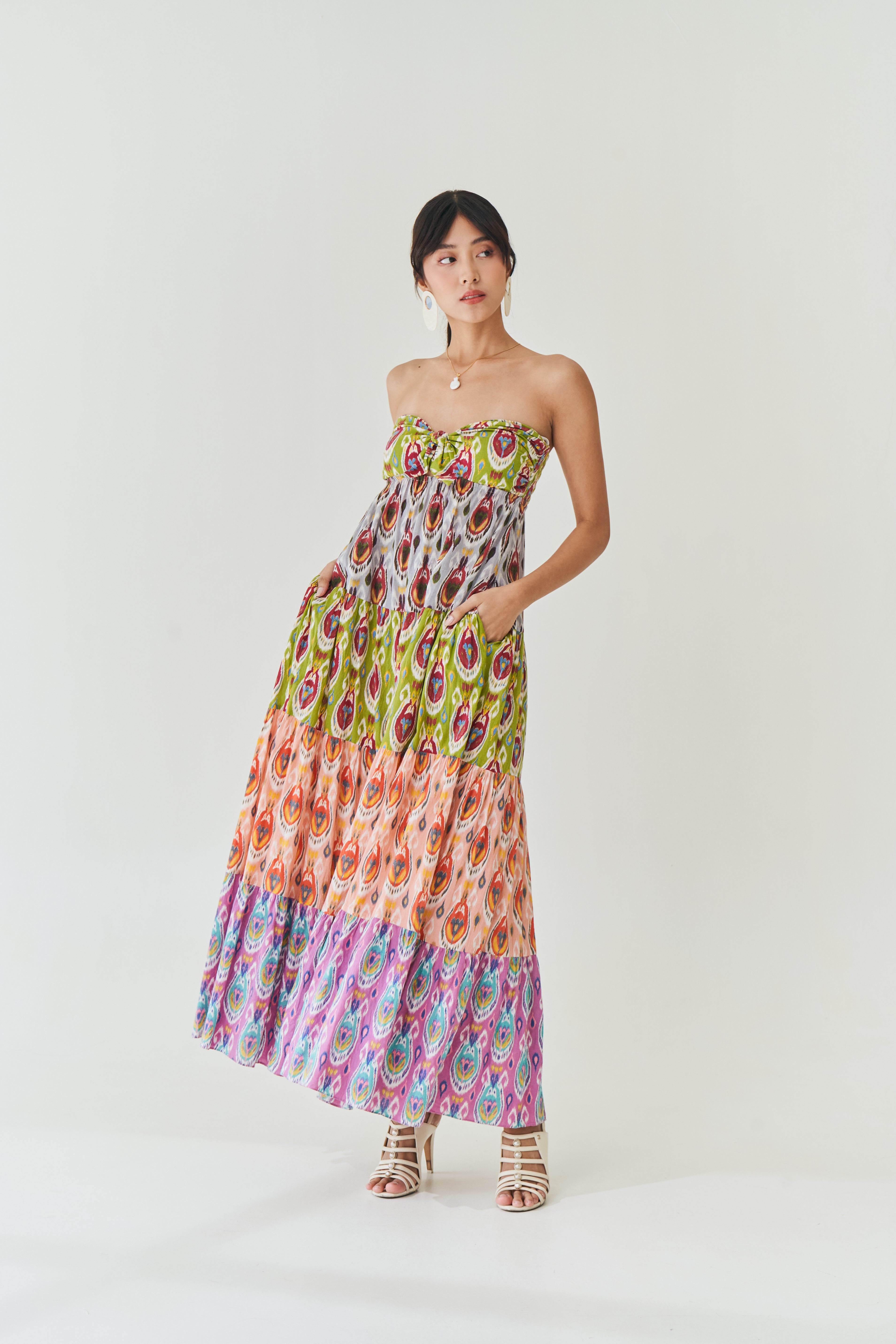 Printed Tiered Tube Dress