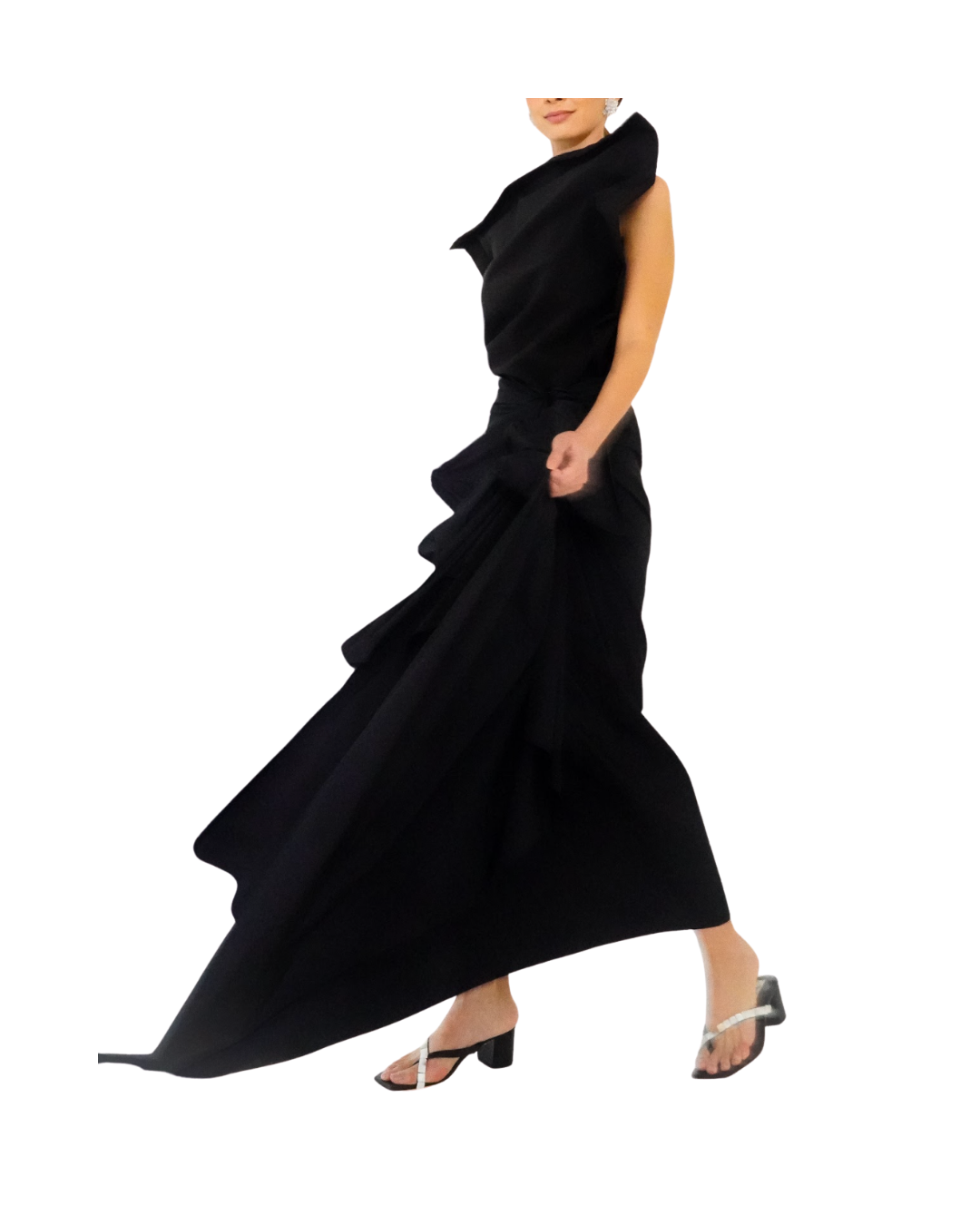 Black Taffeta Ruched Skirt