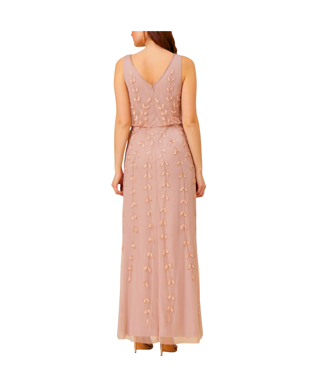 Blush Floral Beaded Dress