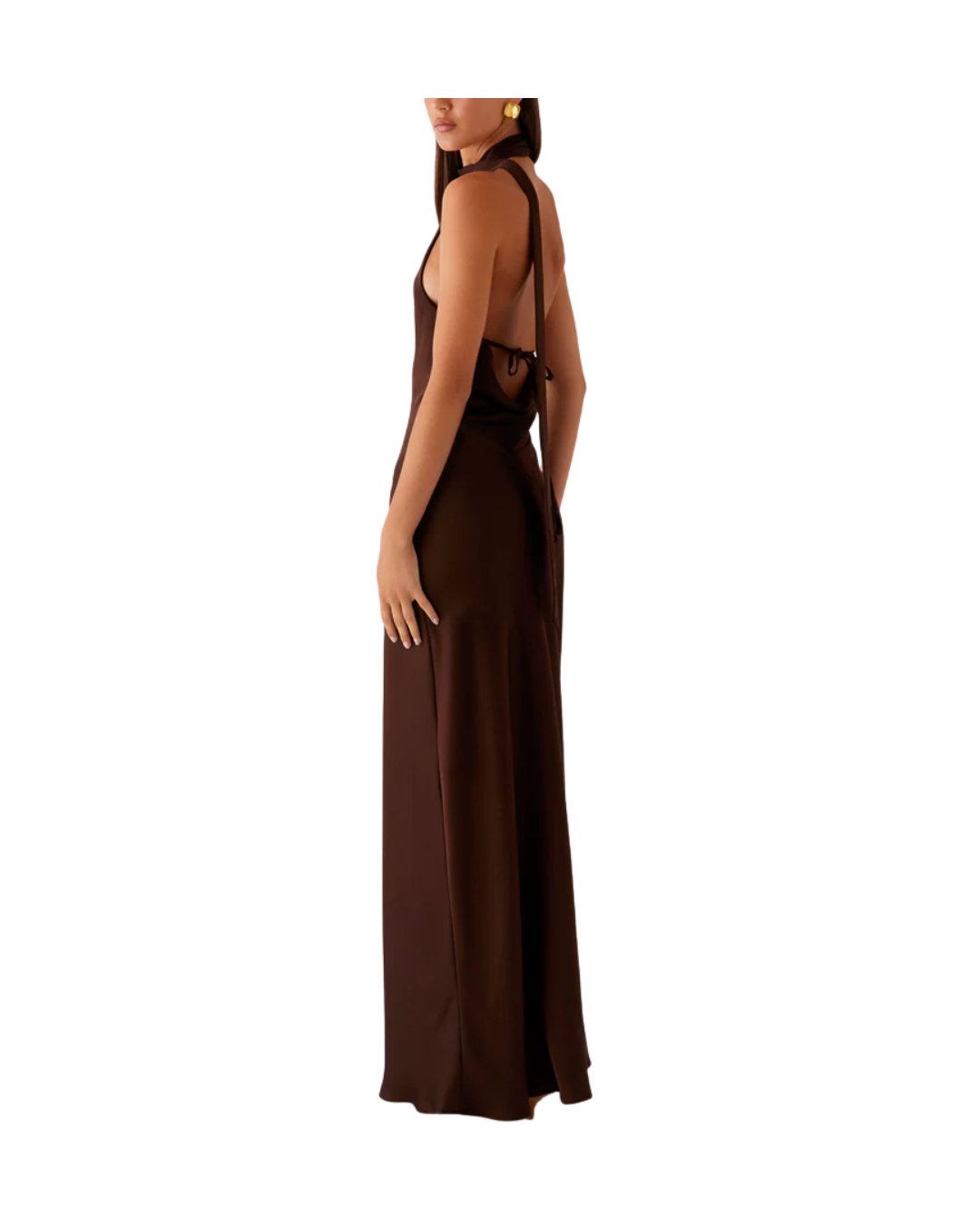 Keena Silk Maxi Dress in Chocolate