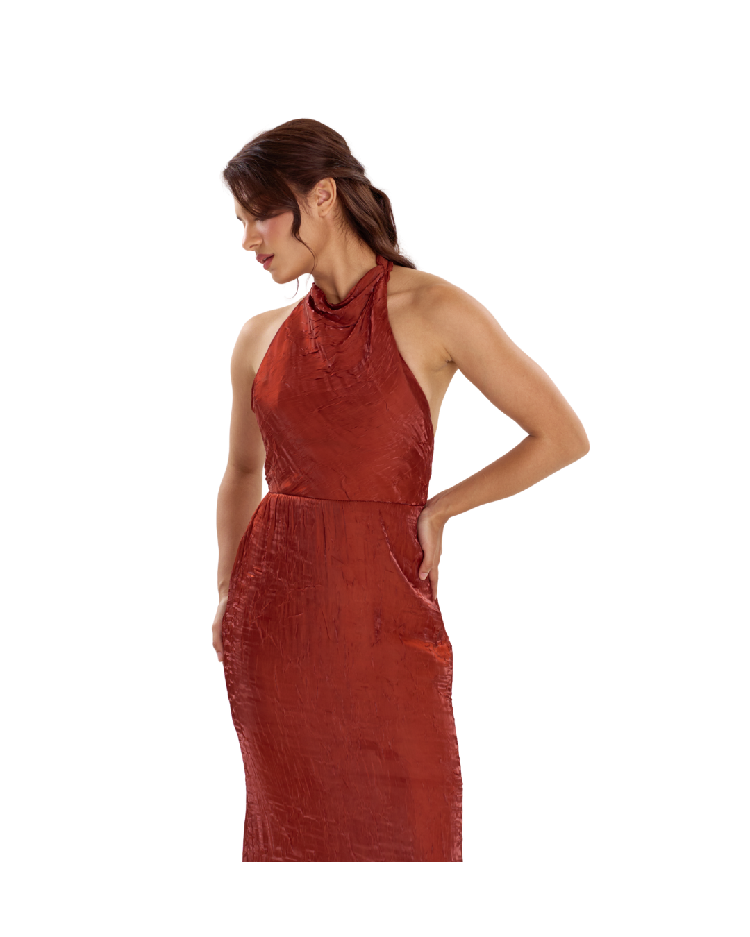 Burnt Orange Halter Dress