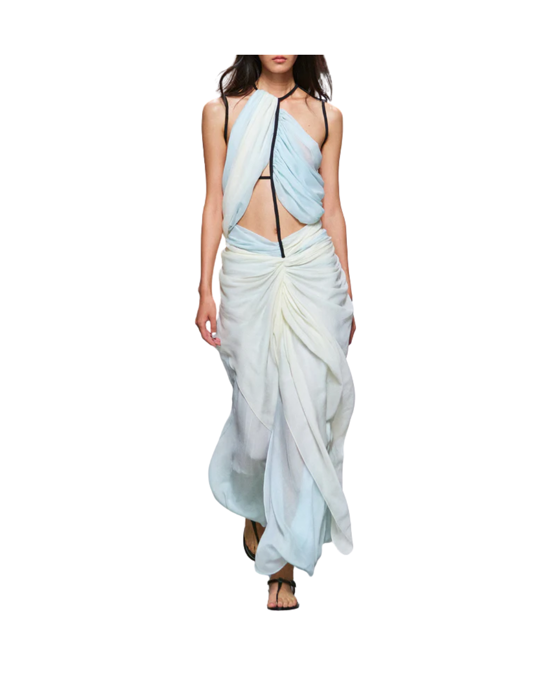 Draped Latticed Lace Maxi Dress