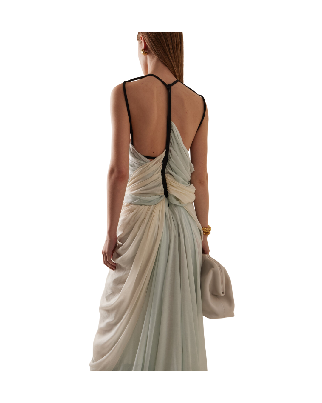 Draped Latticed Lace Maxi Dress
