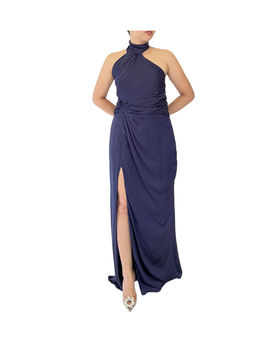 Deep Purple Backless Halterneck Dress
