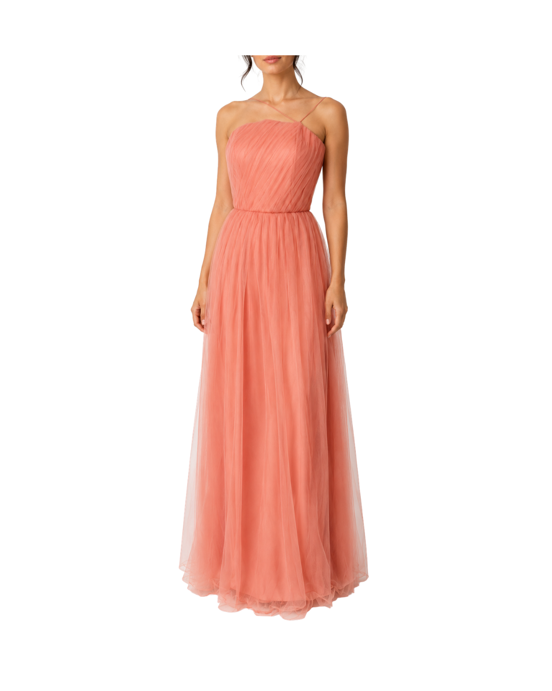 Coral Chiffon One Shoulder Dress