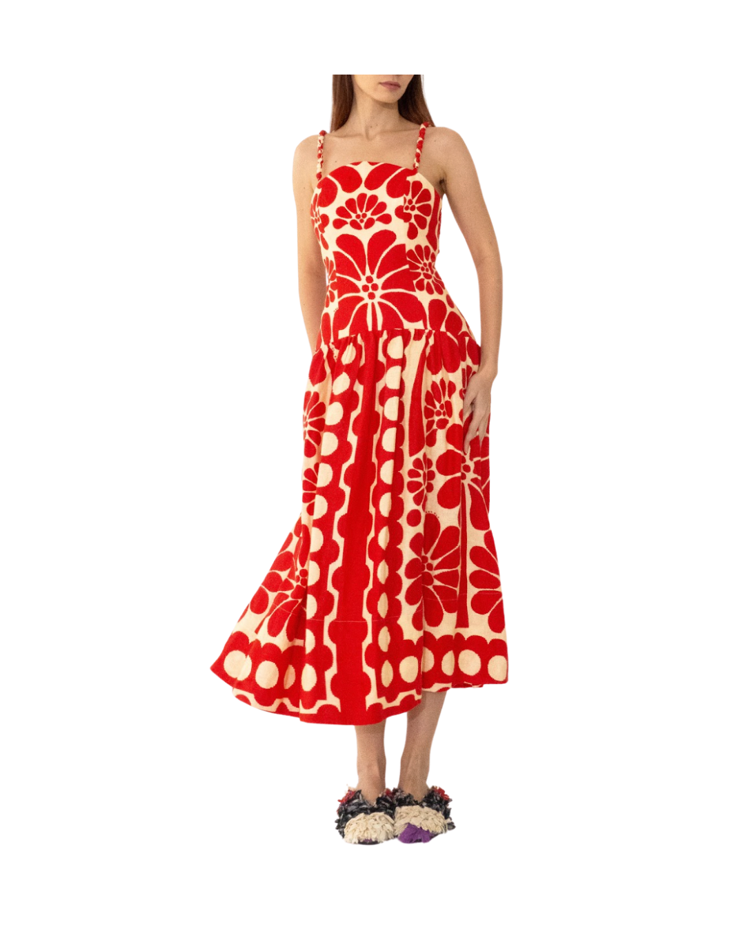 Red Palermo Sleeveless Midi Dress