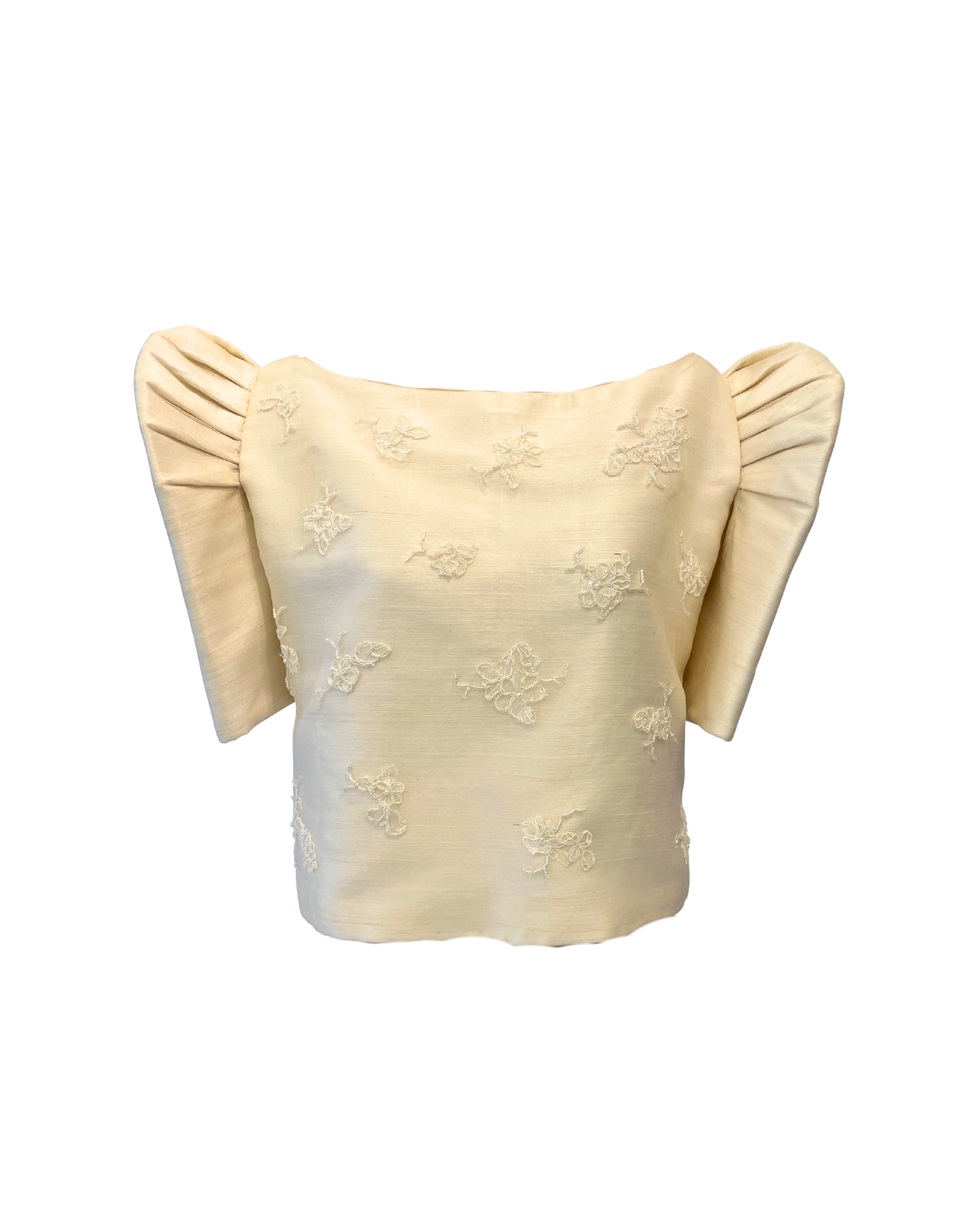 Cream Camisa Top with Floral Embroiderd Details