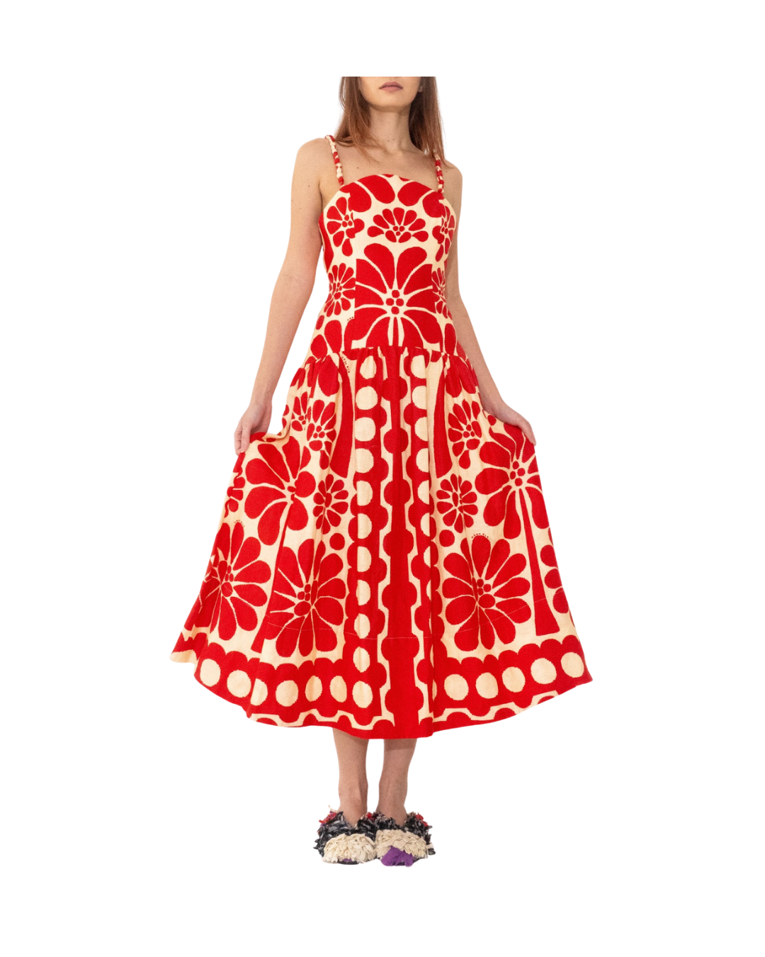 Red Palermo Sleeveless Midi Dress