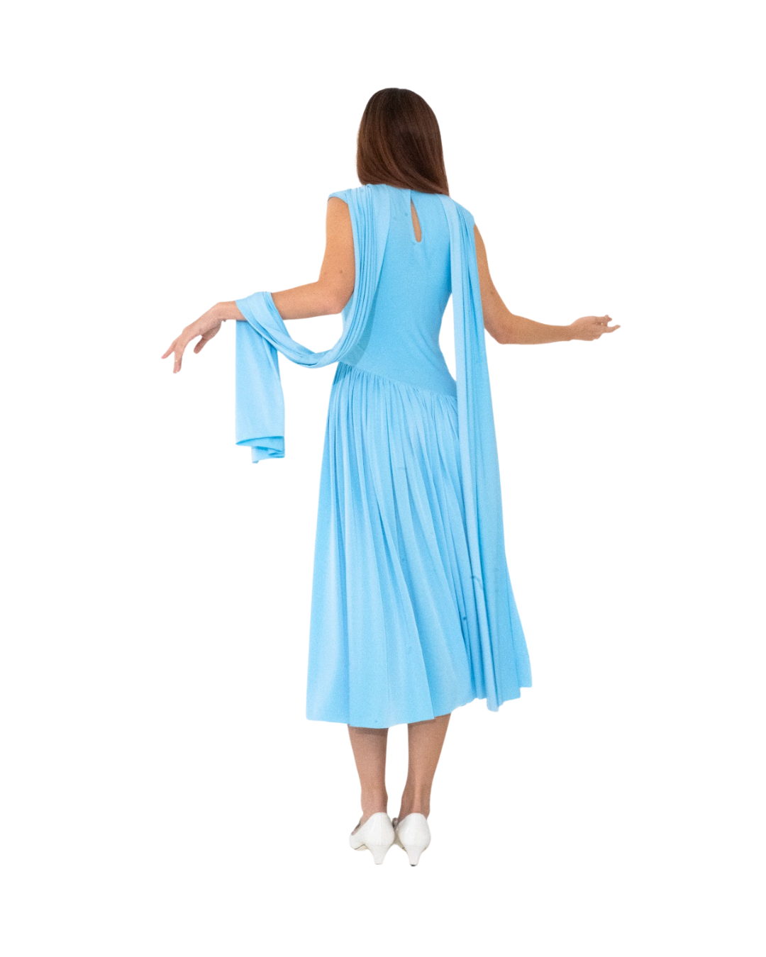 Blue Jersey Drop Waist Dress