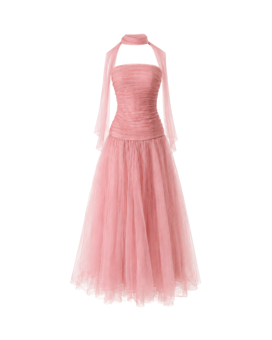Pink Drop Waist Tulle Gown