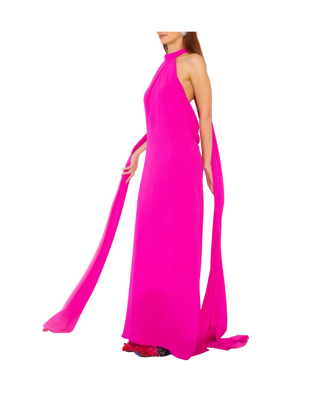 Hot Pink Halter Dress with Cape Detail