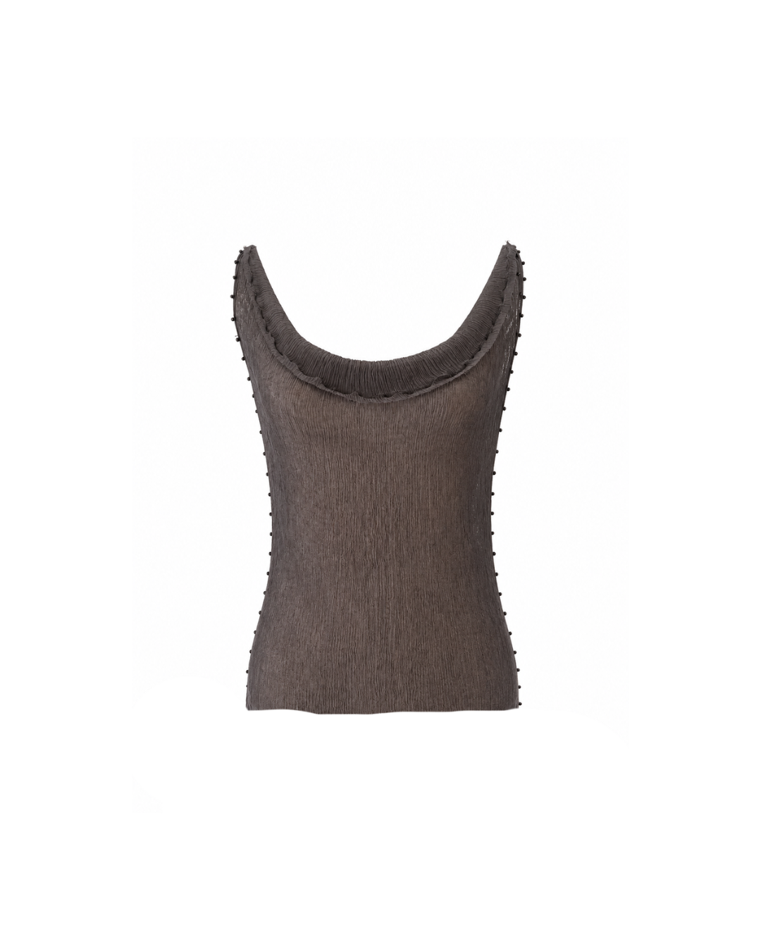 Sheer Charcoal Pleated Top and Skirt Set