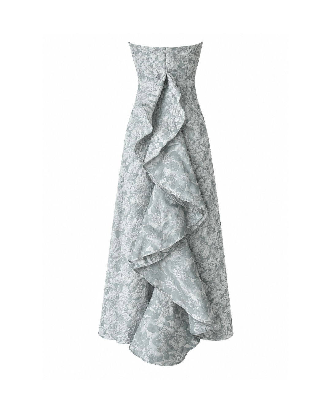 Icy Teal Brocade Midi Dress