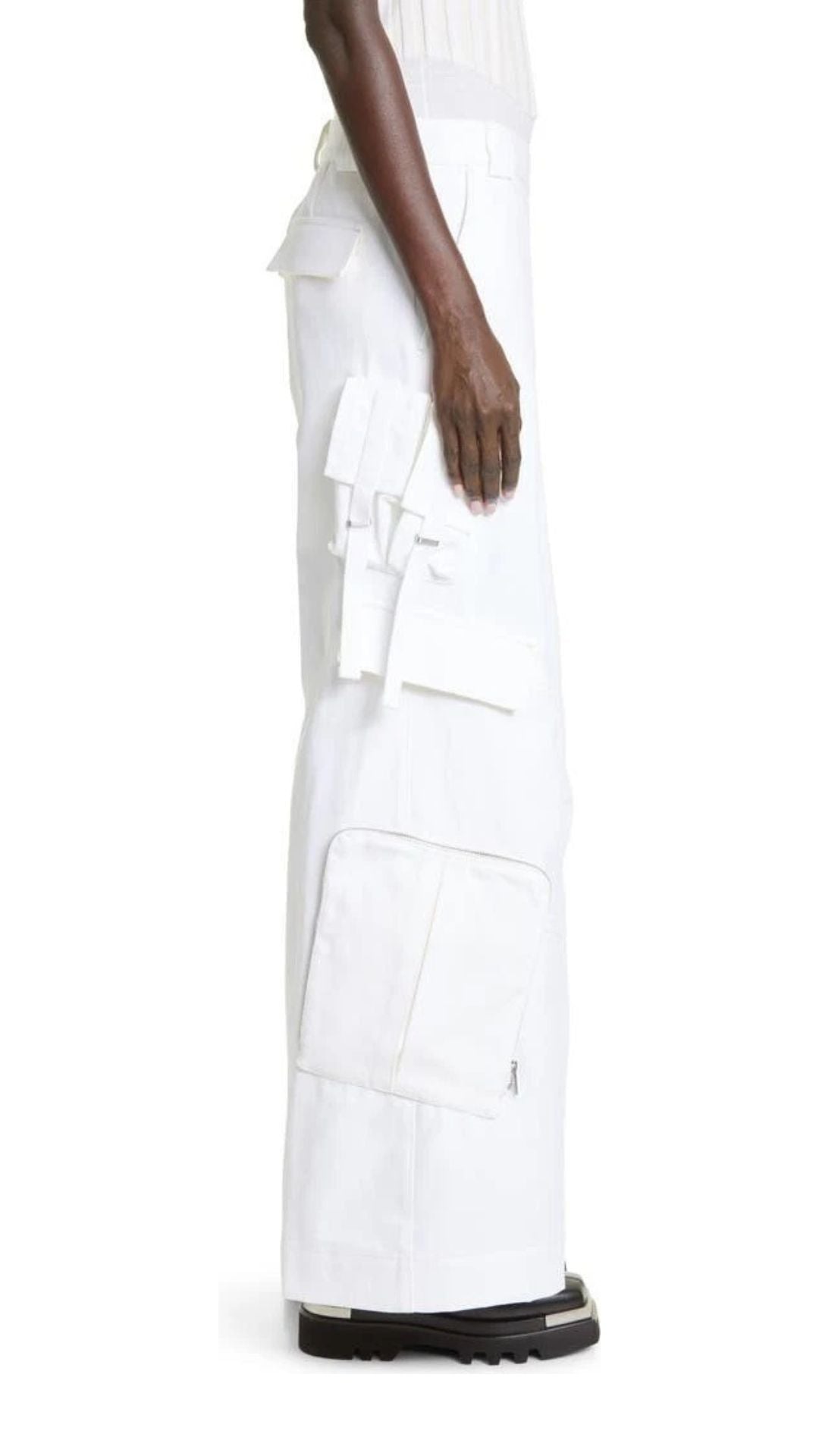 White Dynasty Multi Pocket Cotton Twill Cargo Pants