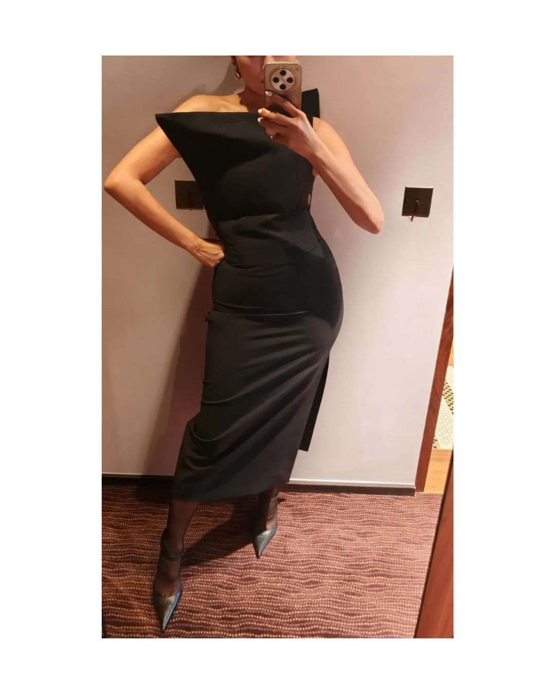 Black Angolo Midi Dress