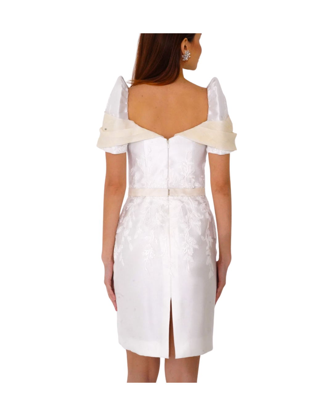 White Filipiniana Mini Dress with Flower Appliqués