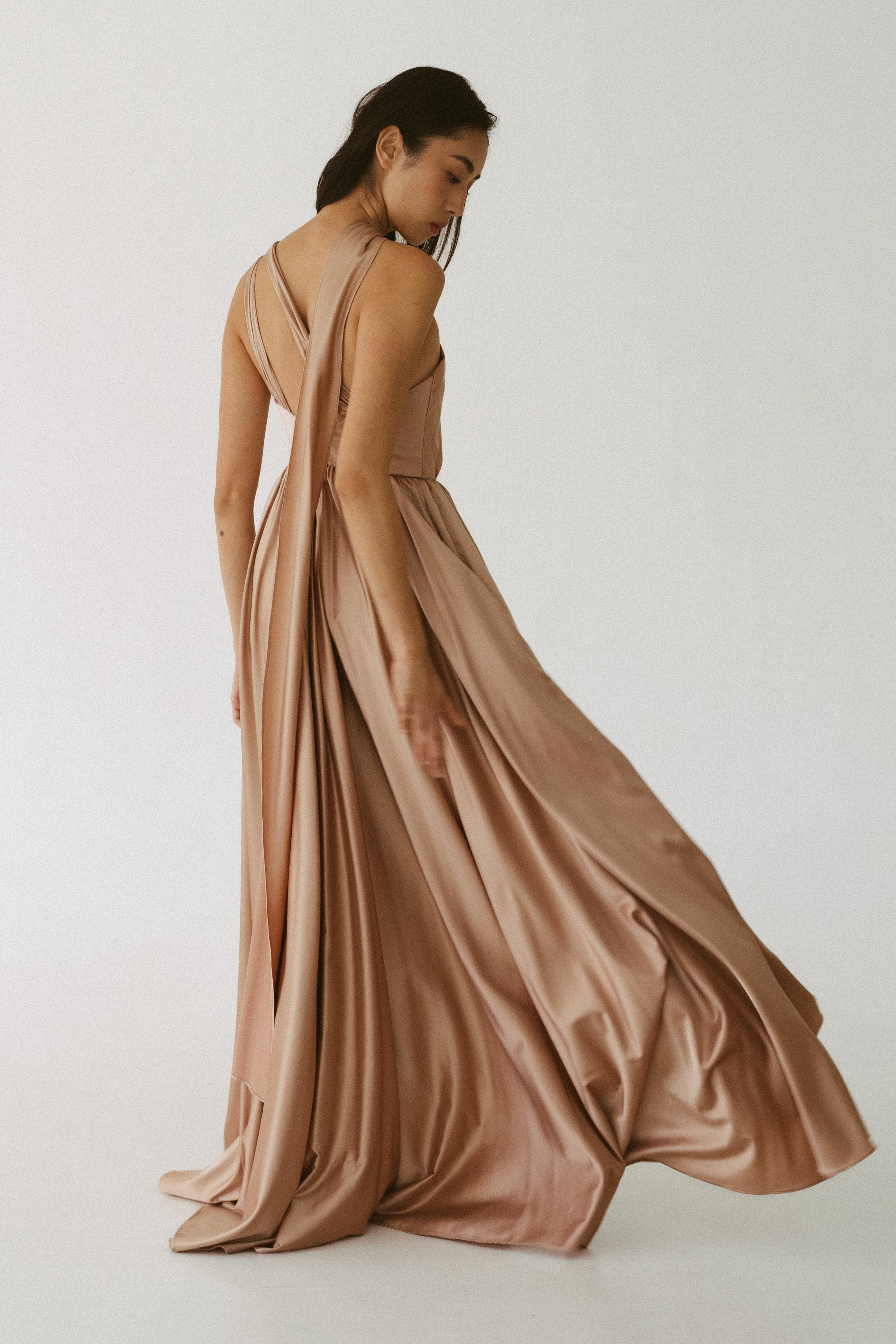 Asymmetrical Silk Champagne Dress