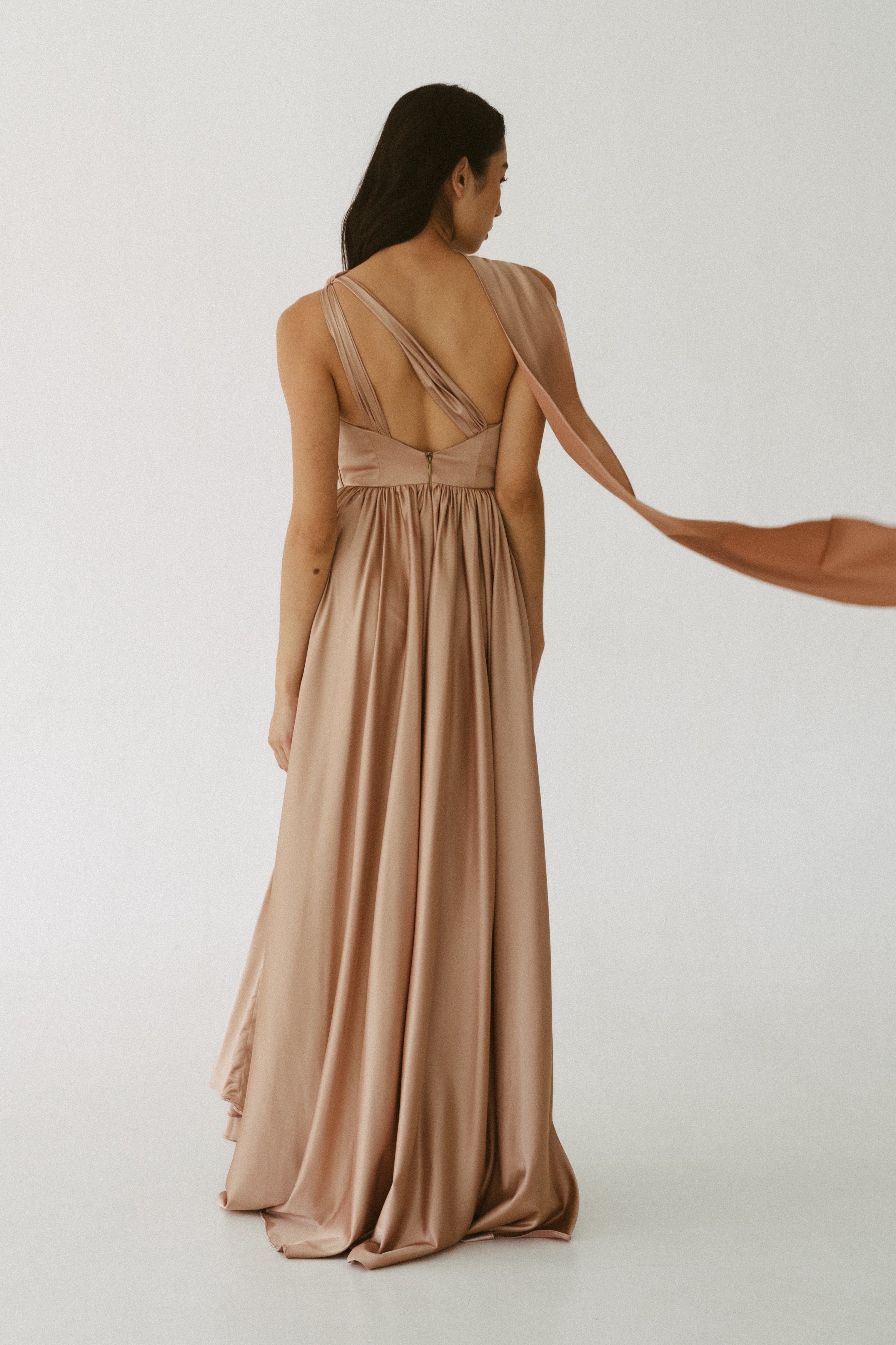 Asymmetrical Silk Champagne Dress