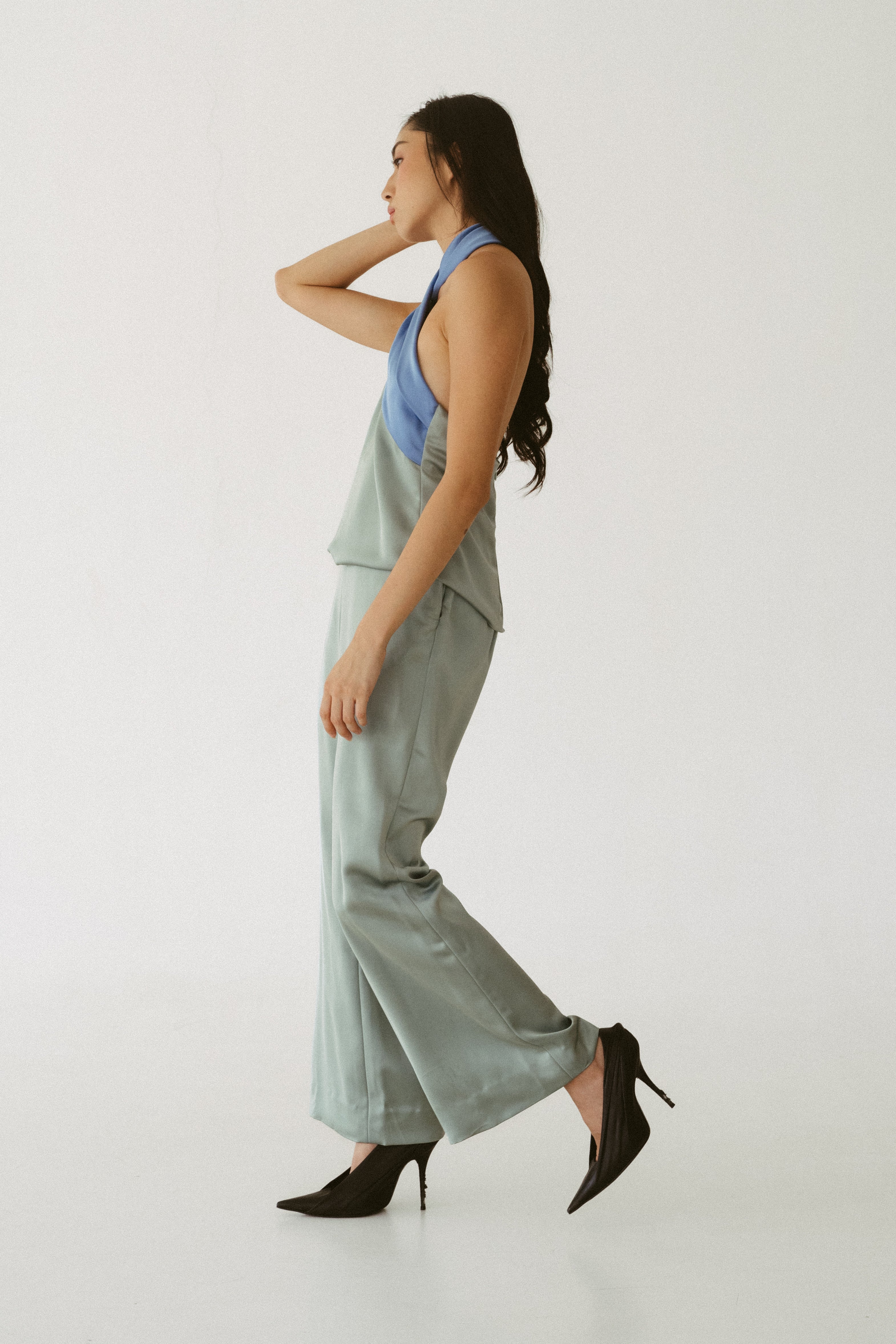 Silk Halter Top and Pants Set