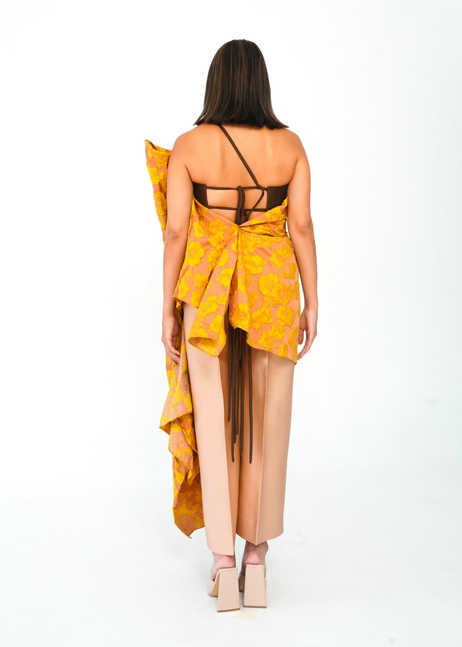 Brocade Yellow and Pink Top