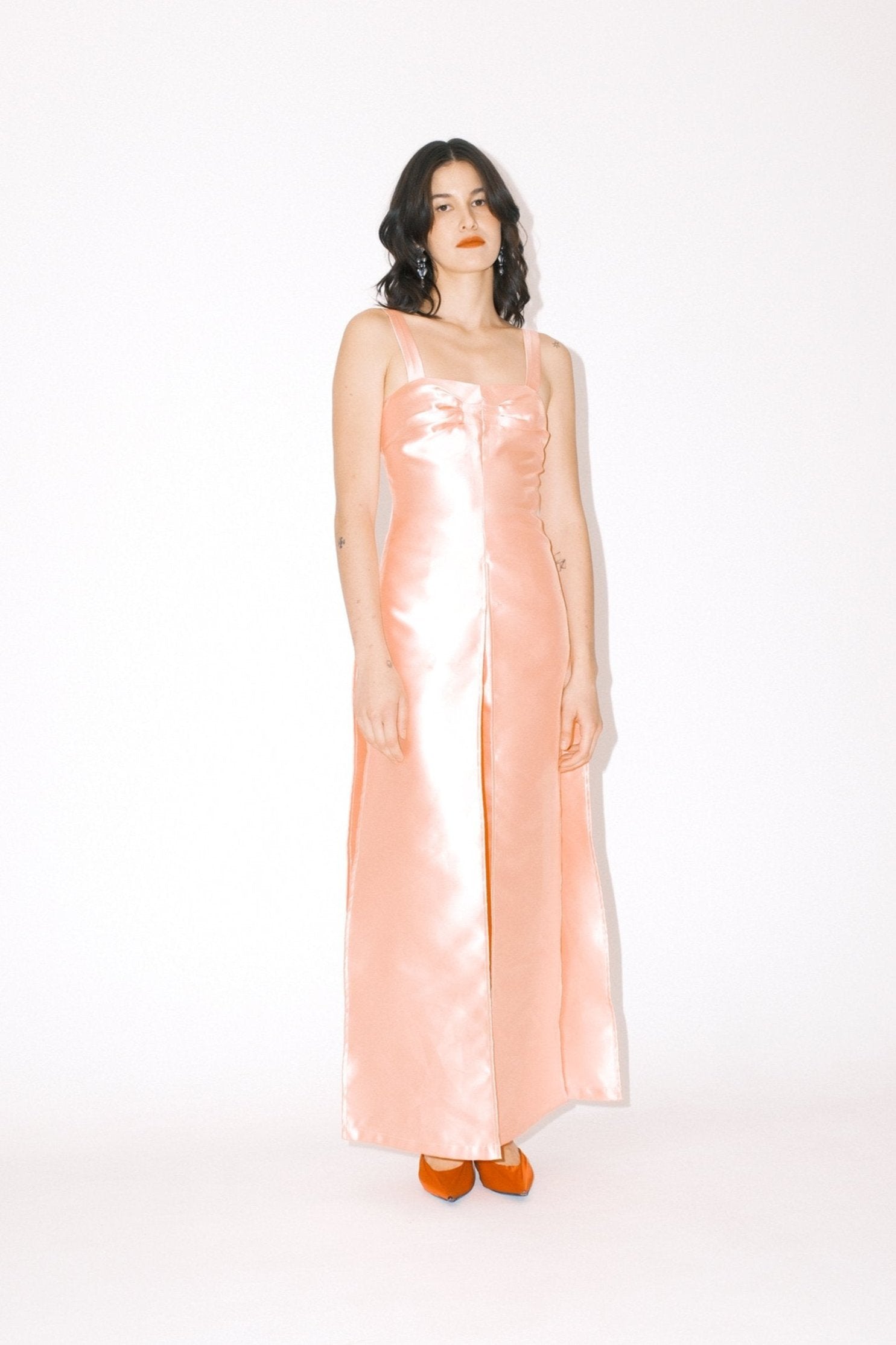 Pink Silk Dress with Pants Set